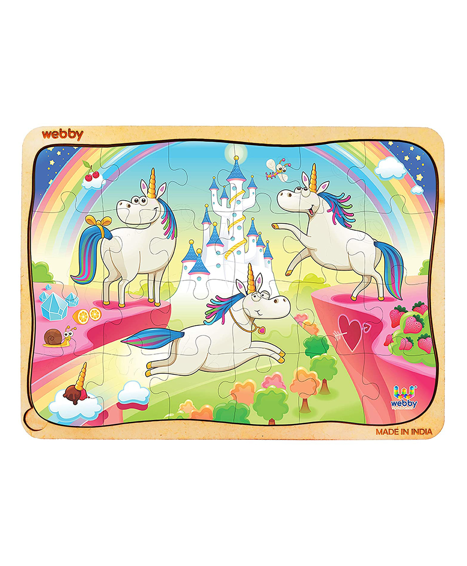 Lattice Wooden Unicorns Jigsaw Puzzle Multicolor - 24 Pieces-image-44