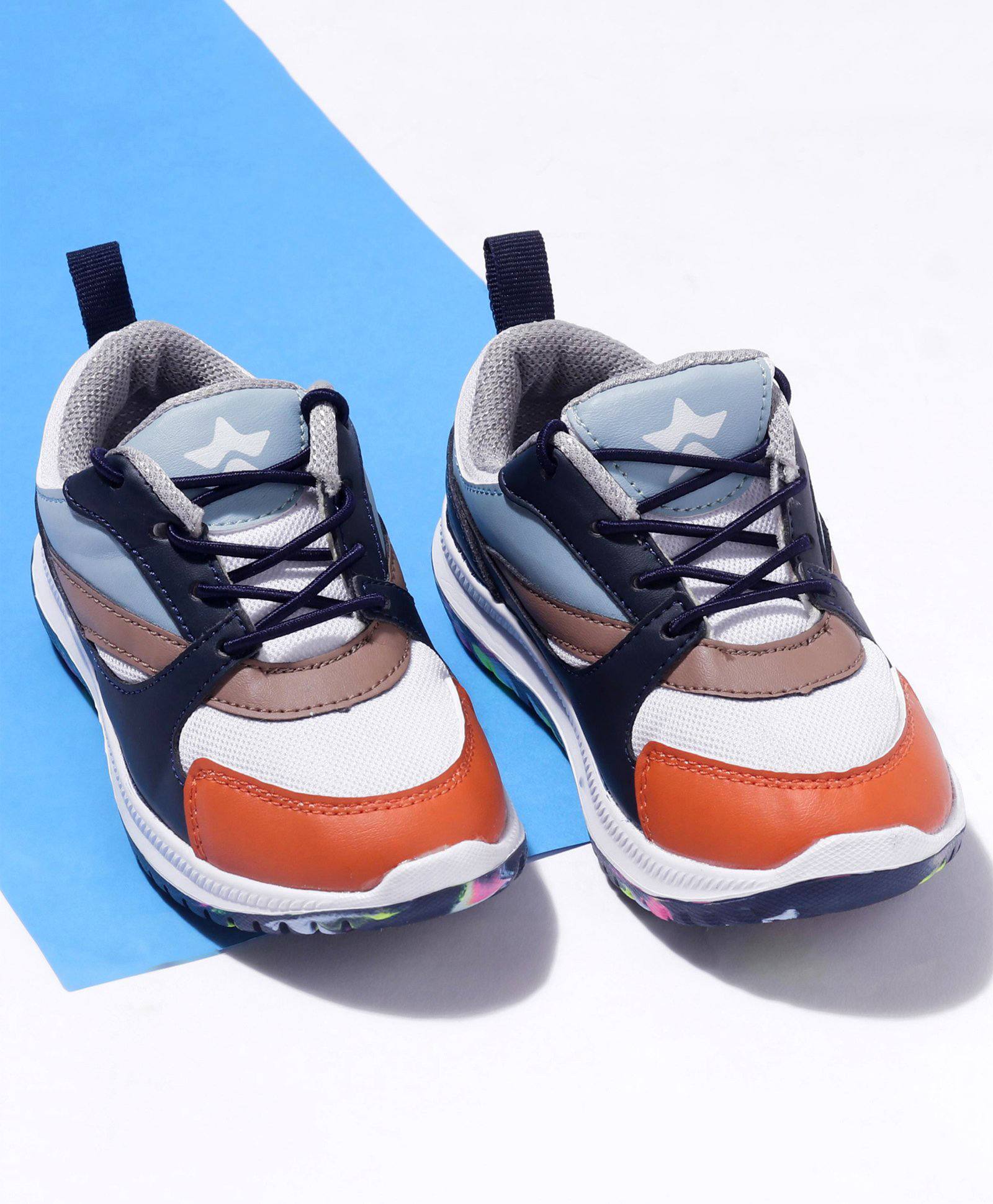 Cute Walk by Babyhug Color Block Sneakers with Tie Up Lace - Light Blue-image-25
