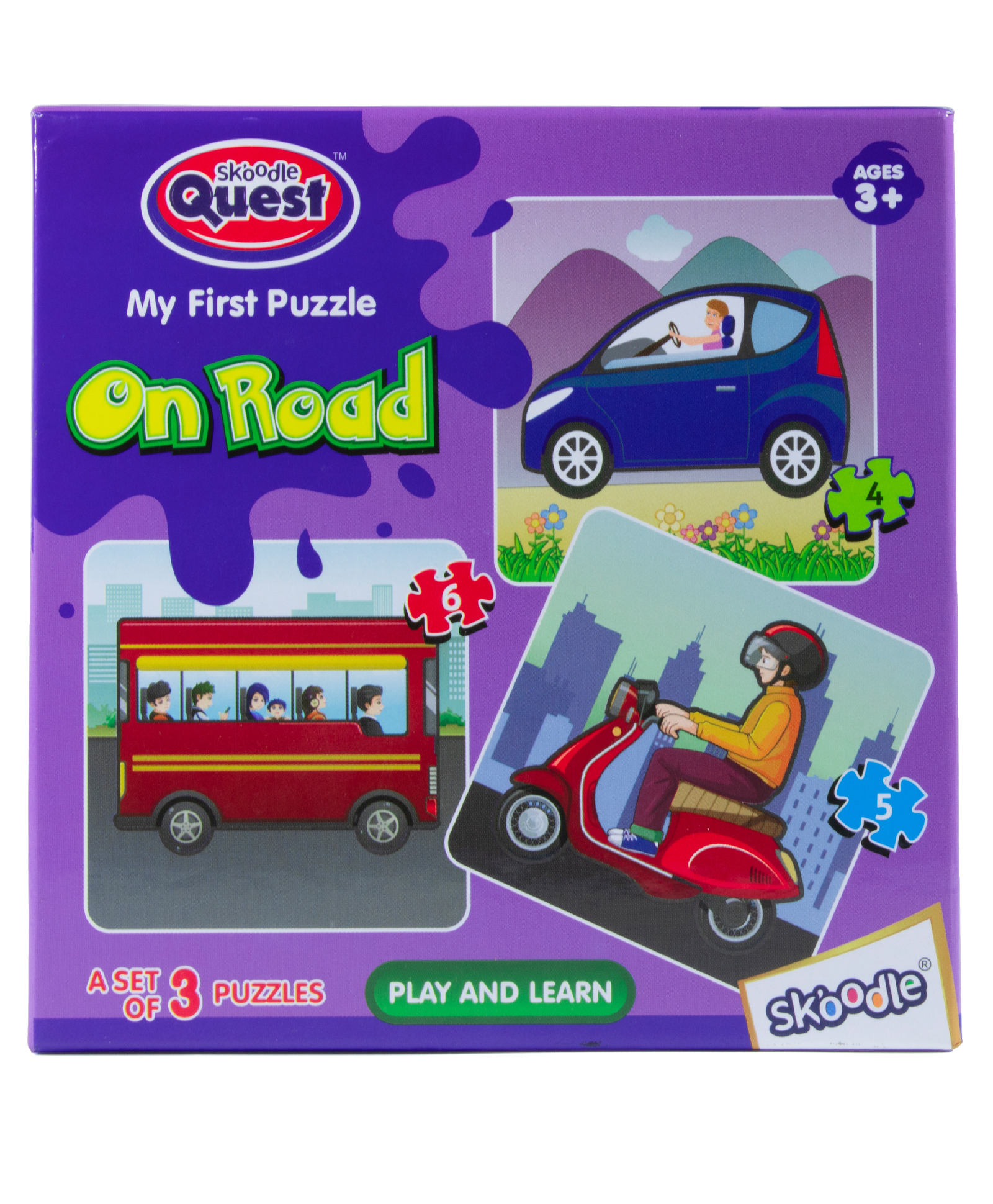 Skoodle Quest On Road Puzzle Set of 3 - 15 pieces-picture-25