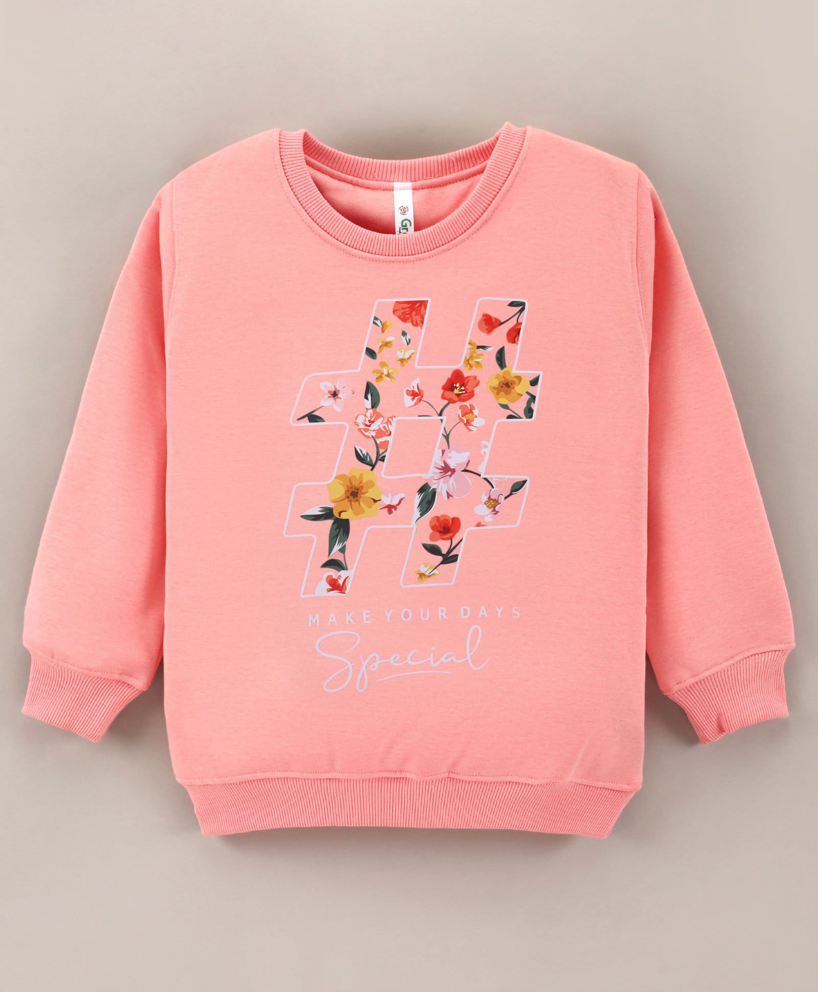 Grab It Full Sleeves Sweatshirt Text Print- Peach-picture-14