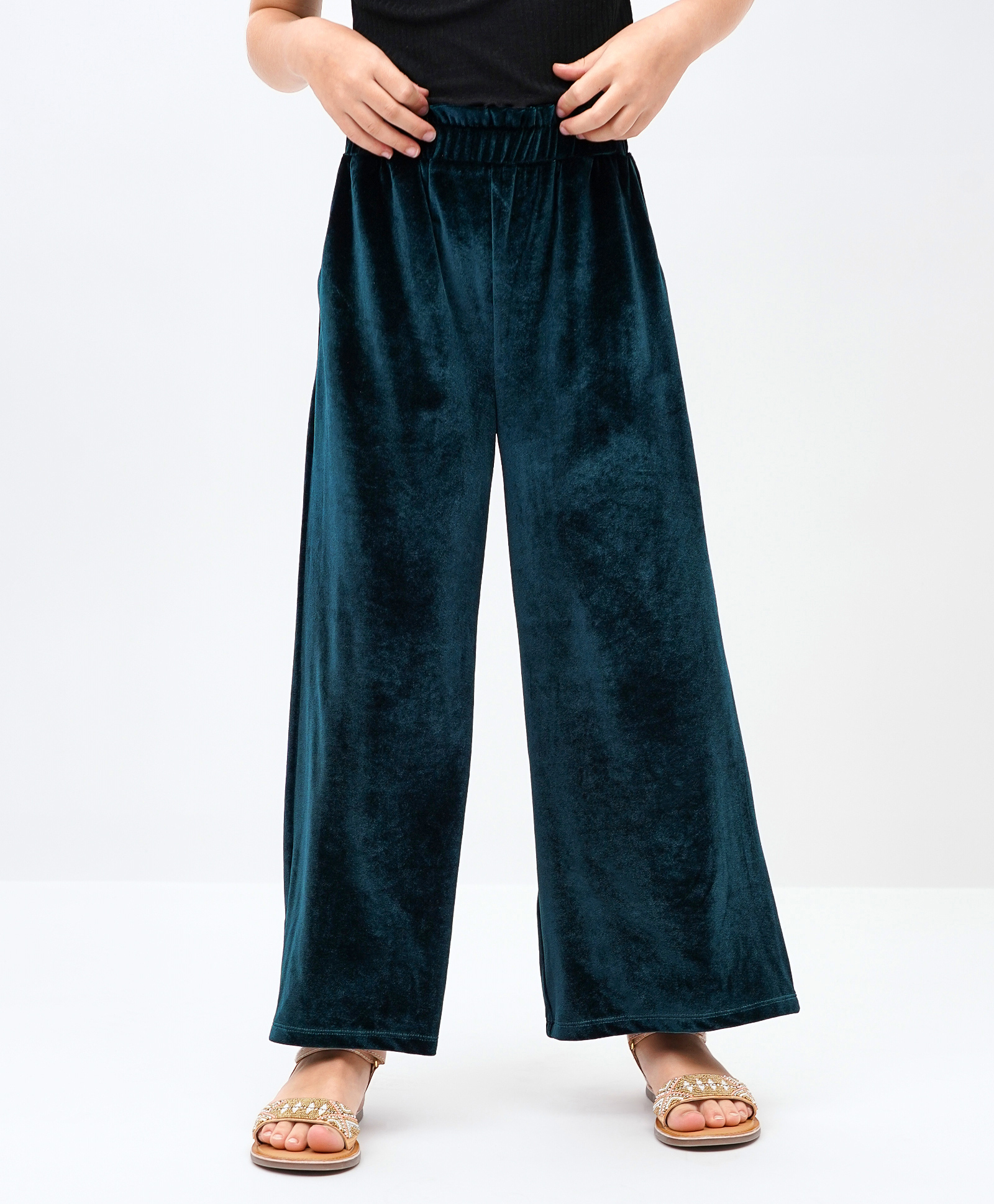 Primo Gino Full Length Velvet Trousers - Green-picture-17