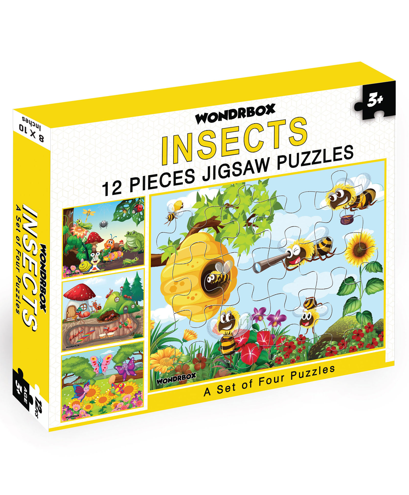 WONDRBOX Insects Jigsaw Puzzle for Kids Set of 4- Multicolor-picture-23