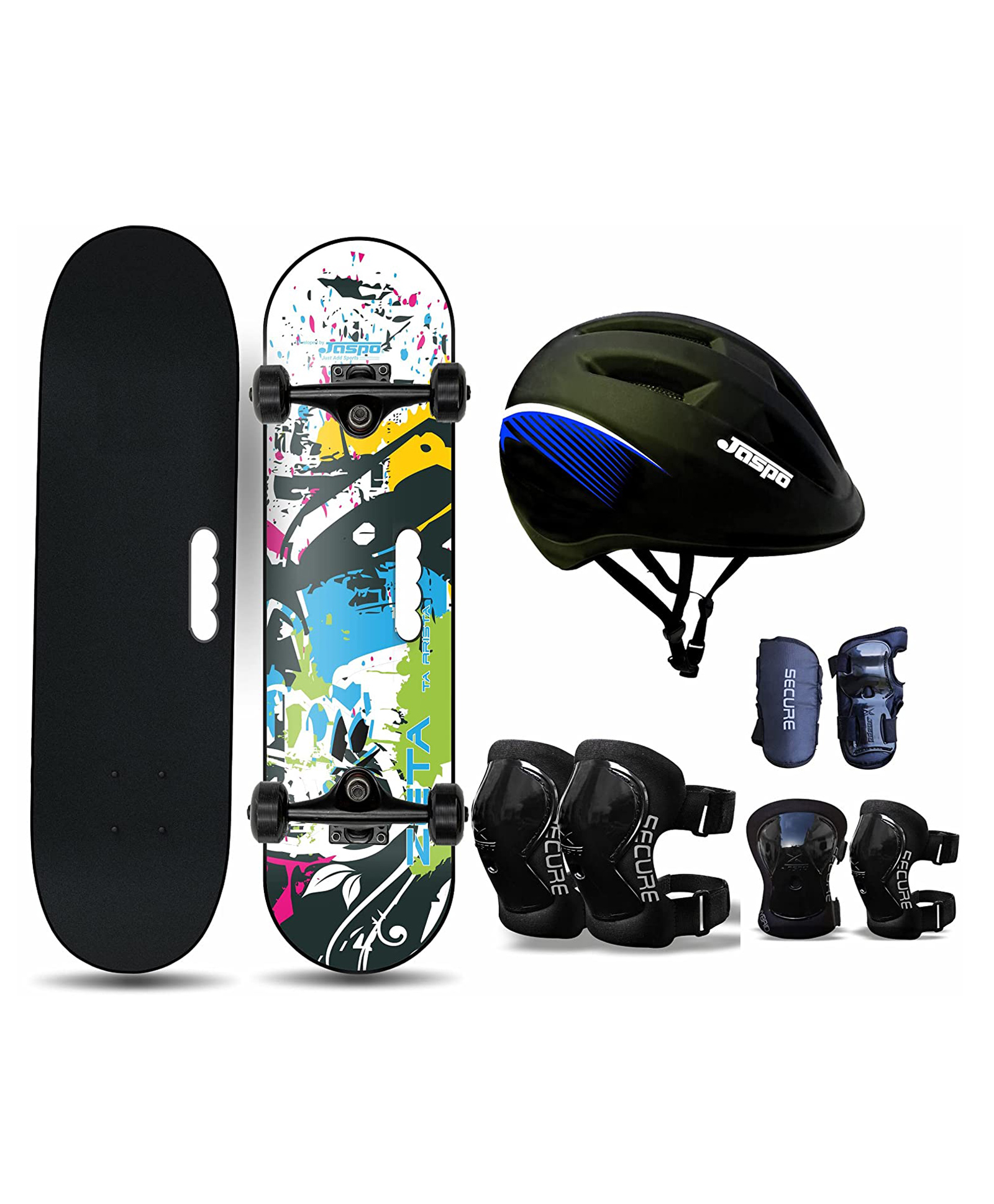 Jaspo Dragon Fire Fiber Pro Skateboard Combo Blue Black-image-17