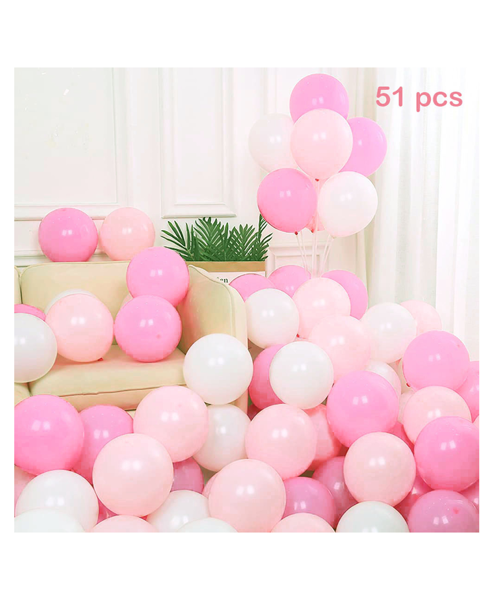 Balloon Junction Plain Balloons Light Pink White - Pack of 5-image-47
