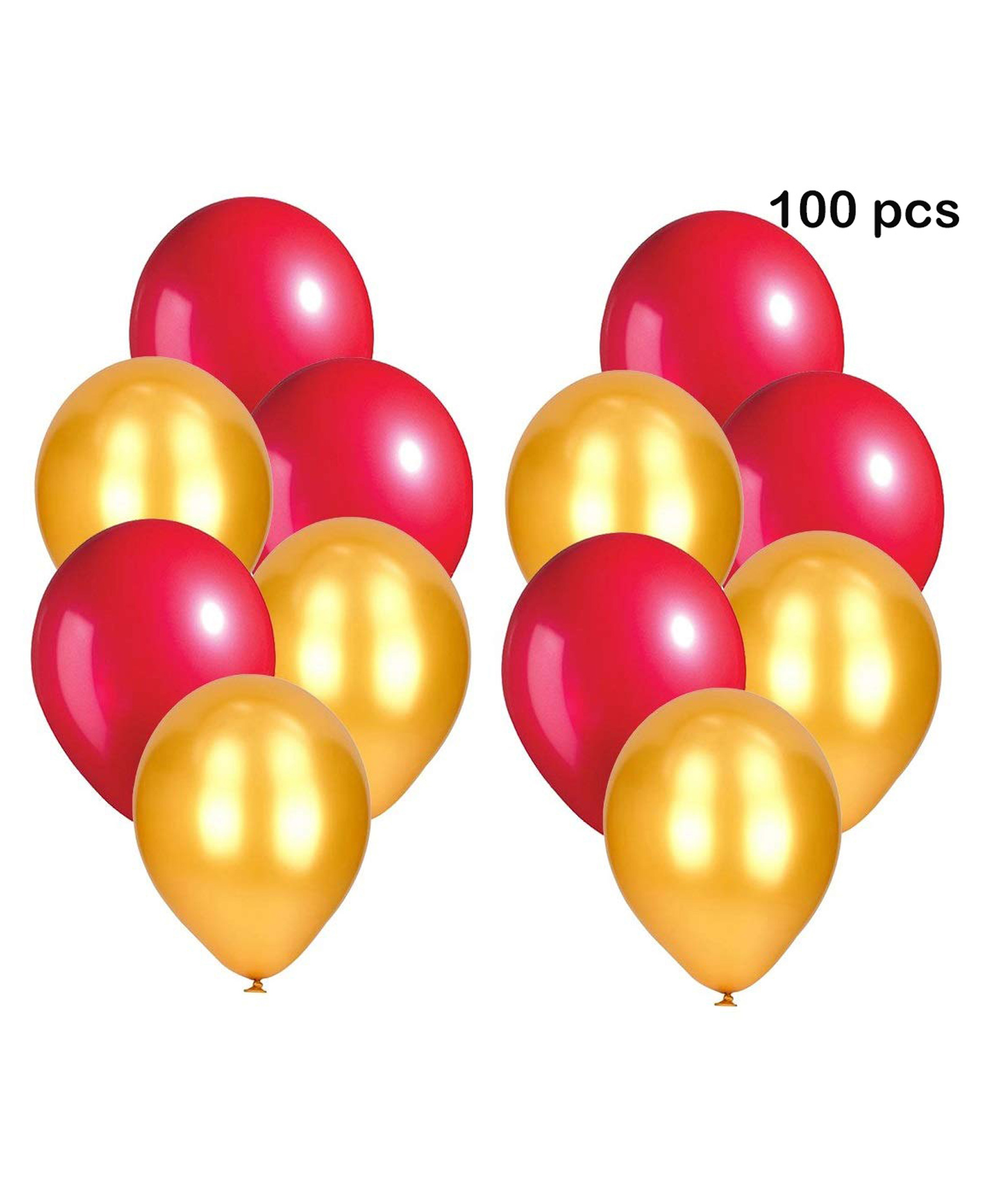 Balloon Junction Metallic Balloons for Party Decoration Red & Gold - Pack of 100-image-12