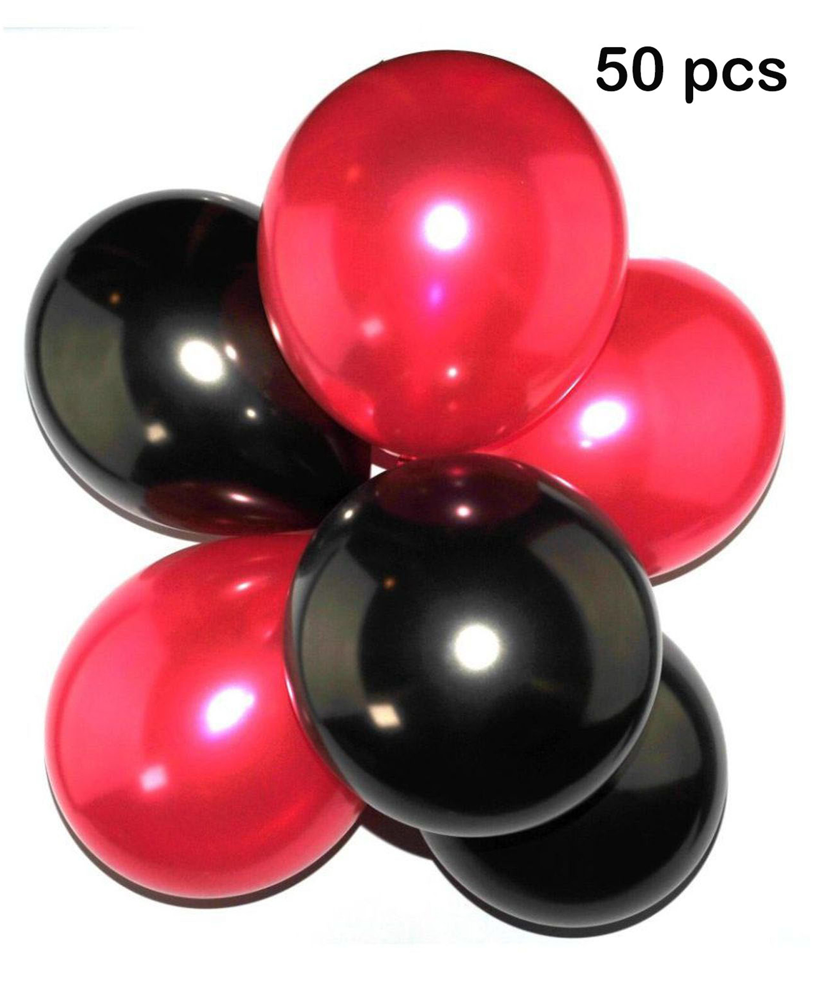 Balloon Junction Metallic Balloons for Party Decoration Pack of 50 - Red & Black-image-16