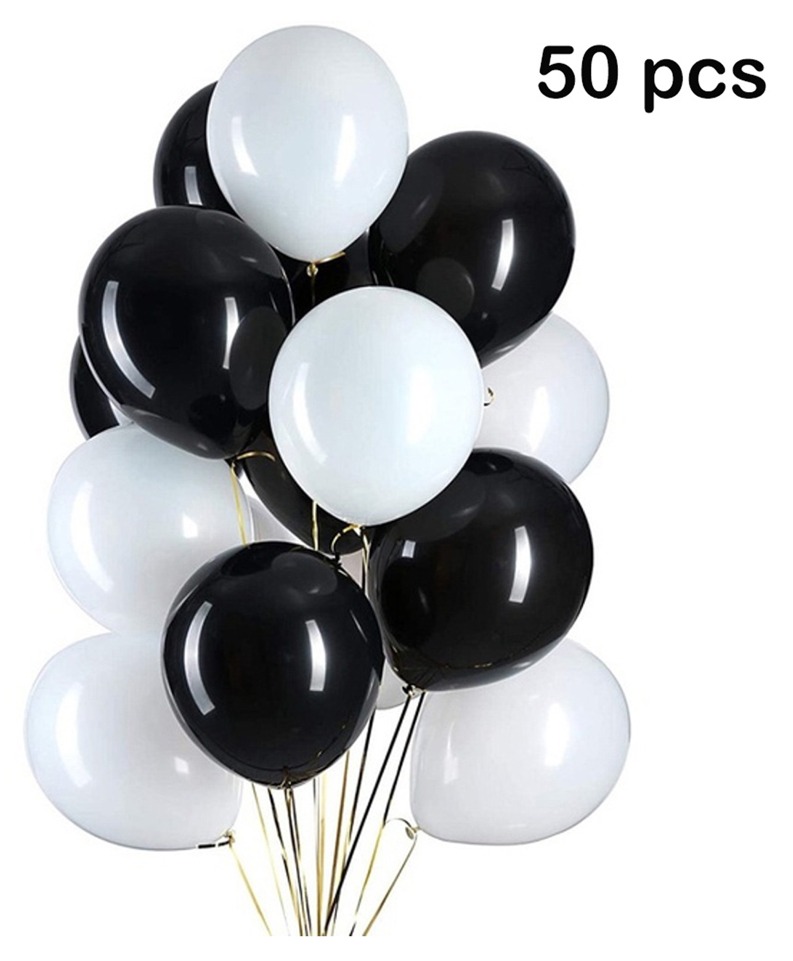 Balloon Junction Metallic Balloons Black & Plain White - Pack of 50-image-1