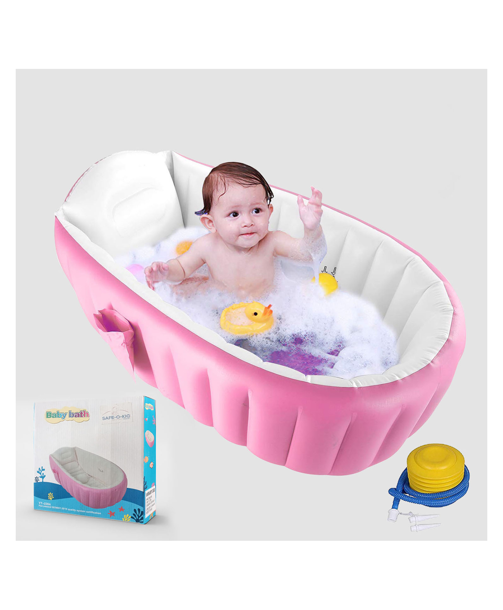 Safe-O-Kid Baby Bathtub with Inflator Pump - Pink-picture-28