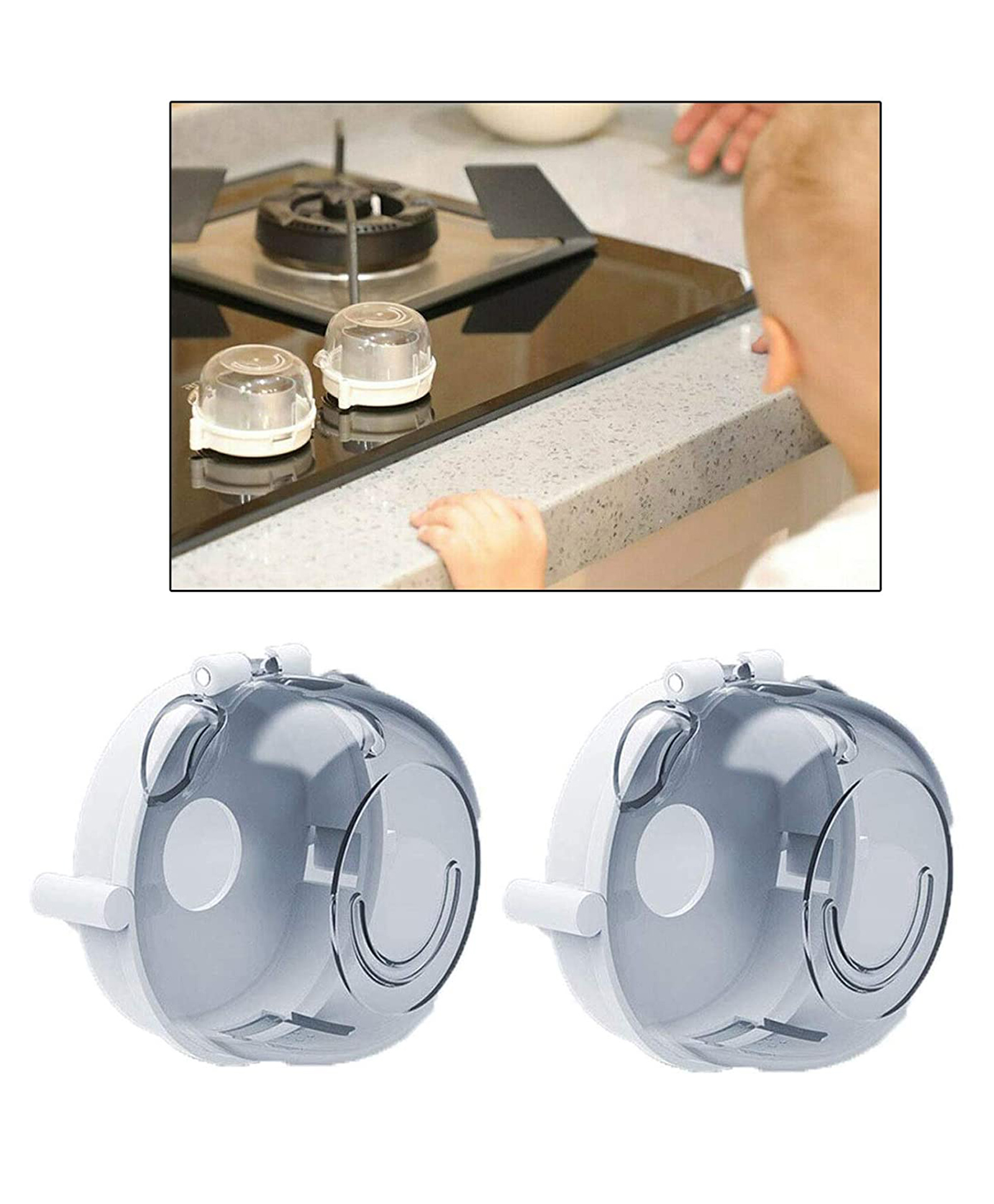 Safe-O-Kid Gas Stove Knob Cover Pack of 2 - White-picture-13