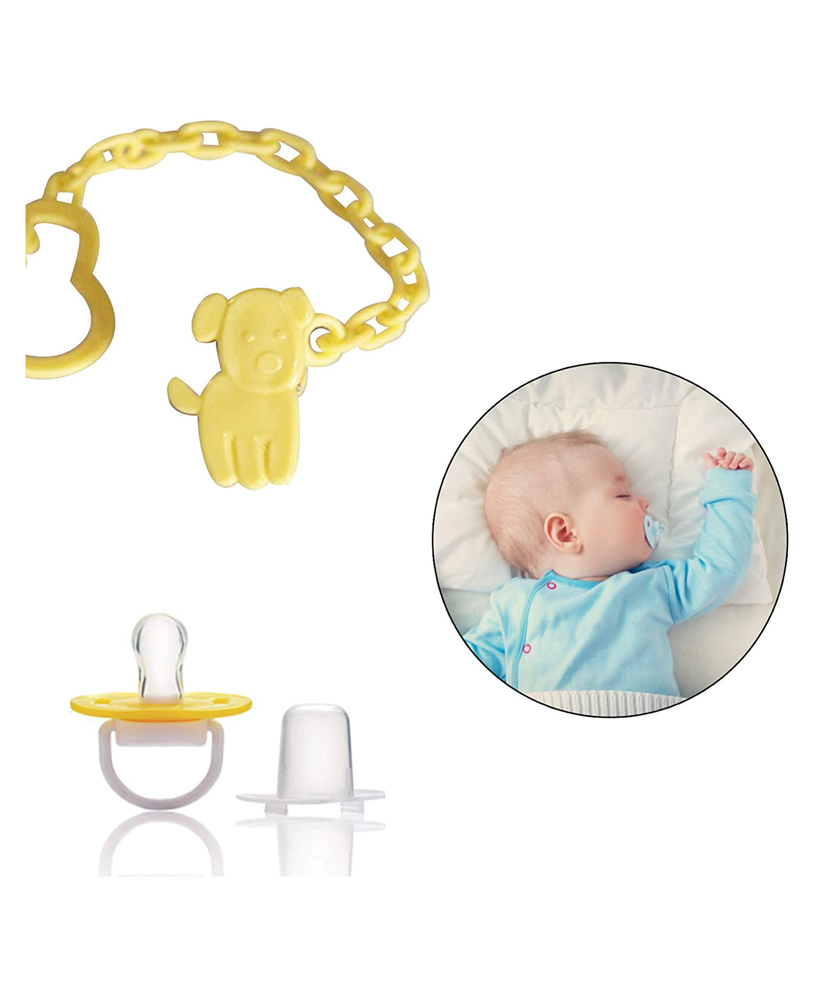 Safe-O-Kid Pacifier With Chain And Clip - Yellow-picture-13