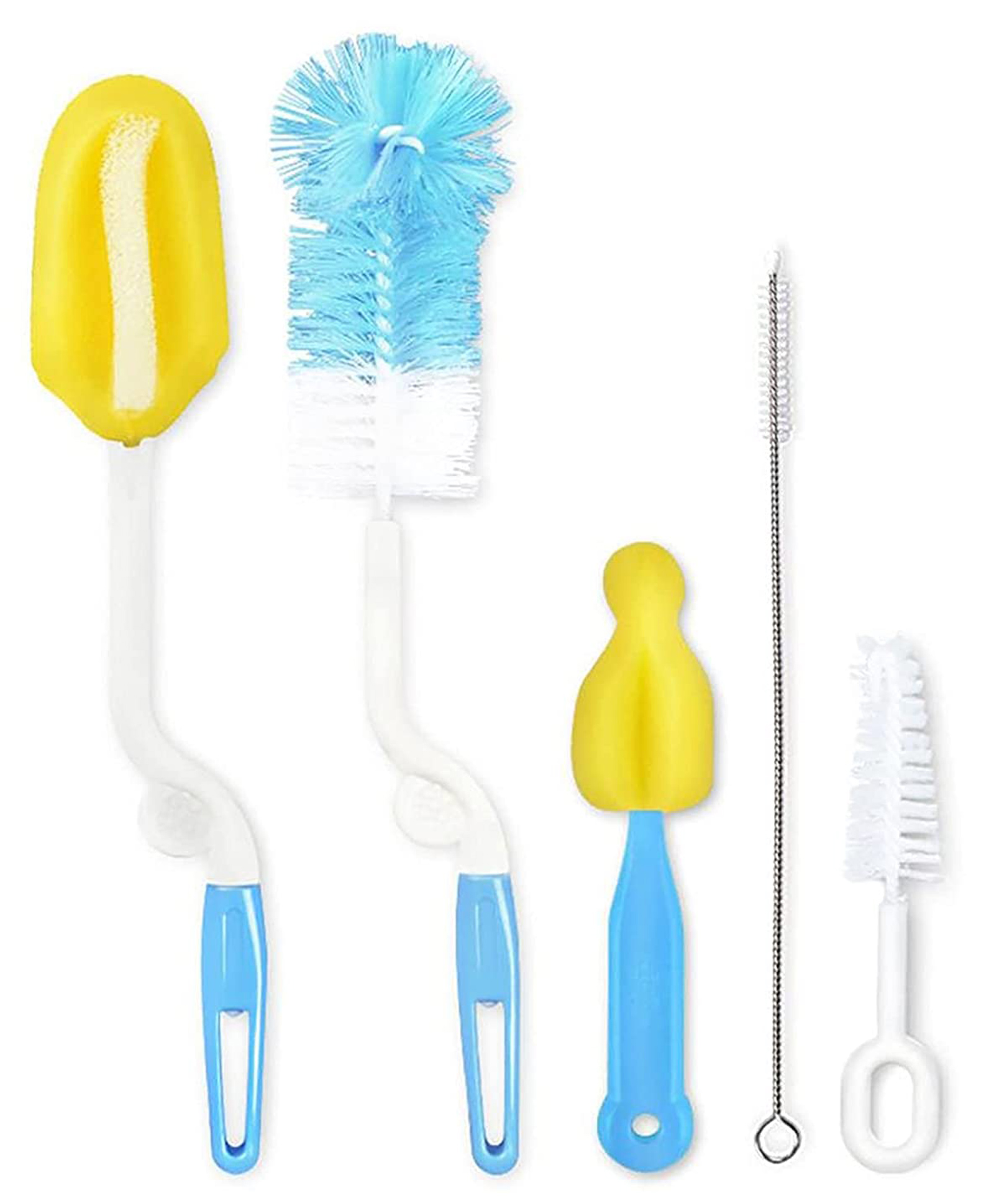 Safe-O-Kid 5 in 1 Ultima BPA Free Bottle Brush Set for Baby Feeding Bottle Nipple Straw Brush Cleaner - Blue-image-16