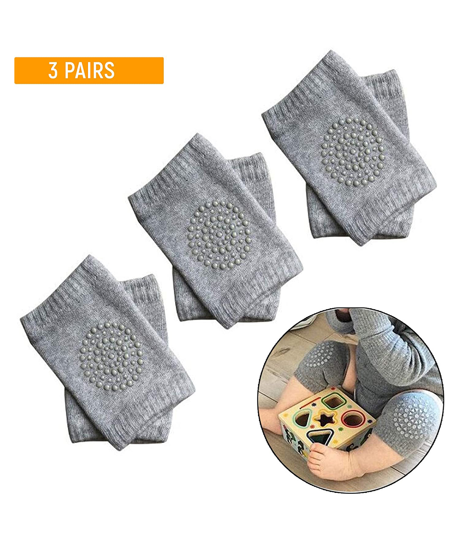Safe-O-Kid-Baby Elbow & Knee Pads Pack of 6 - Grey-image-15