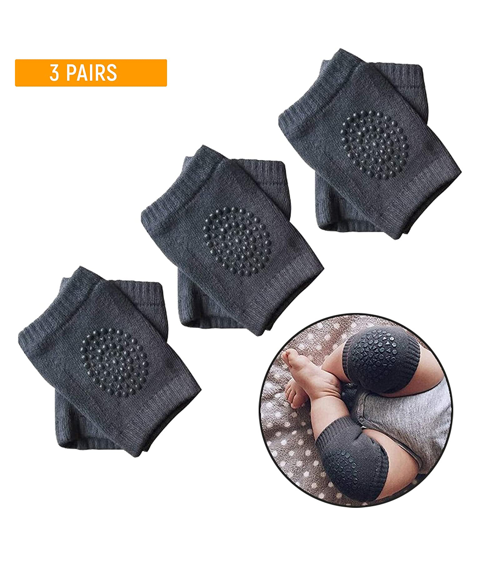 Safe-O-Kid-Baby Elbow & Knee Pads Pack of 6 - Dark Grey-image-41