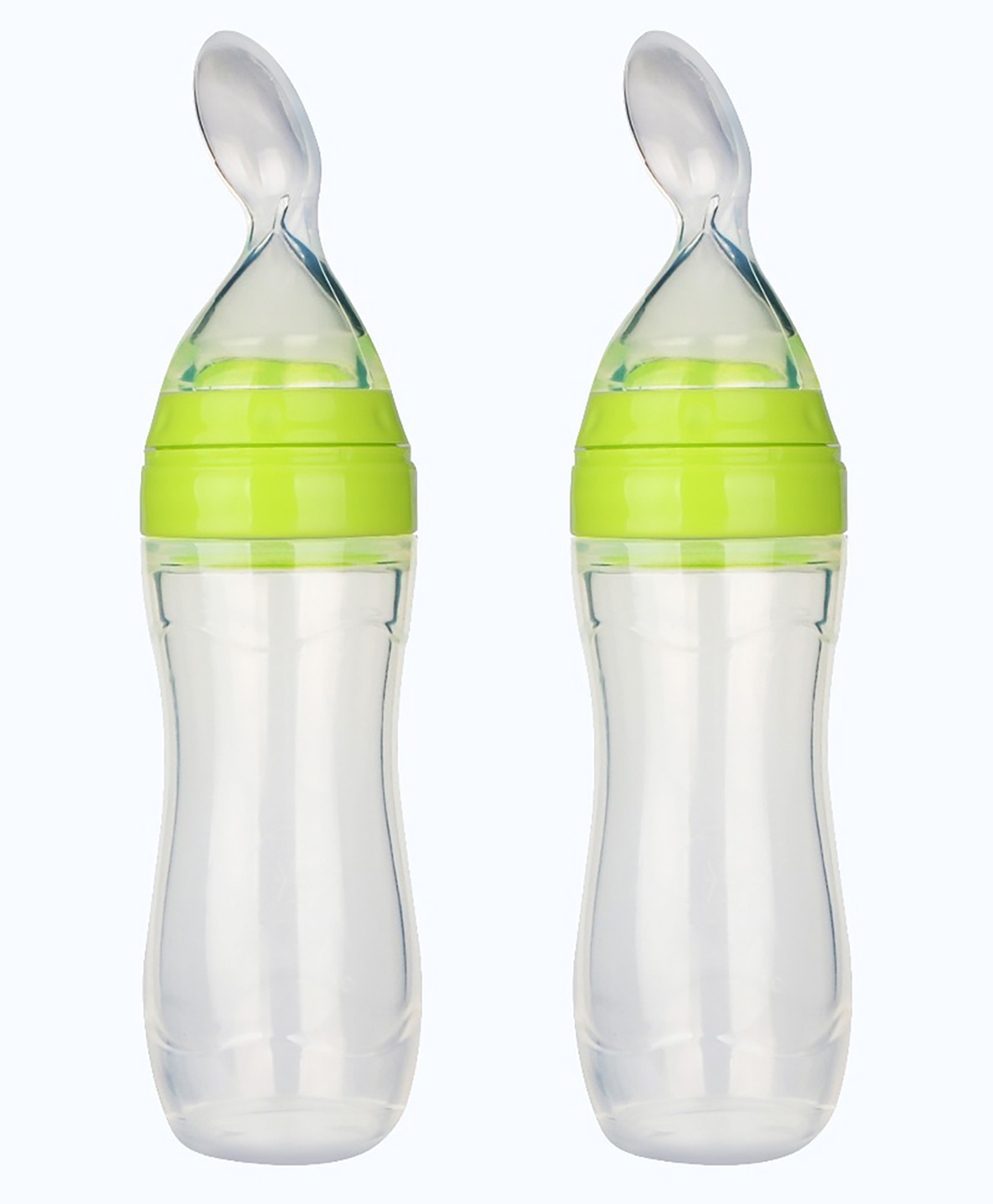 Safe O Kid Silicone Squeezy Food Feeder Spoon Green Pack of 2 - 90 ml each-image-7
