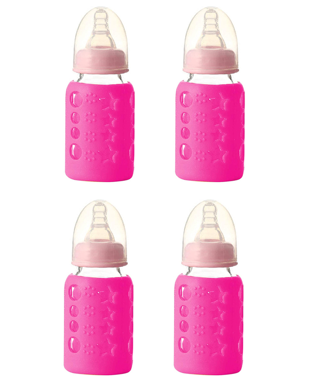 Safe-O-Kid Silicone Insulated Feeding Bottle Cover Pink - Fits to 120 ml Bottle-image-30