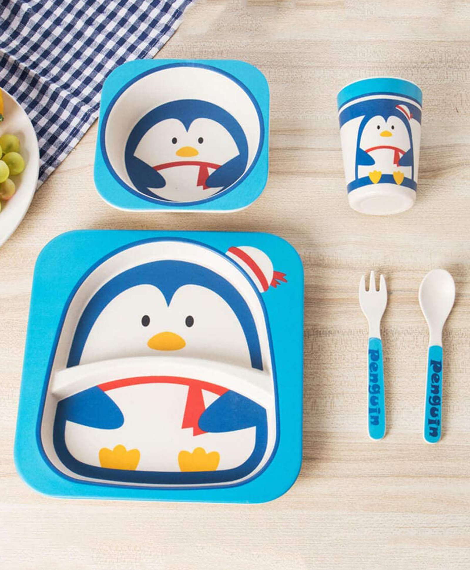 Safe-O-Kid 5 Piece Bamboo Fiber Dinner Set For Kids- Blue-picture-20