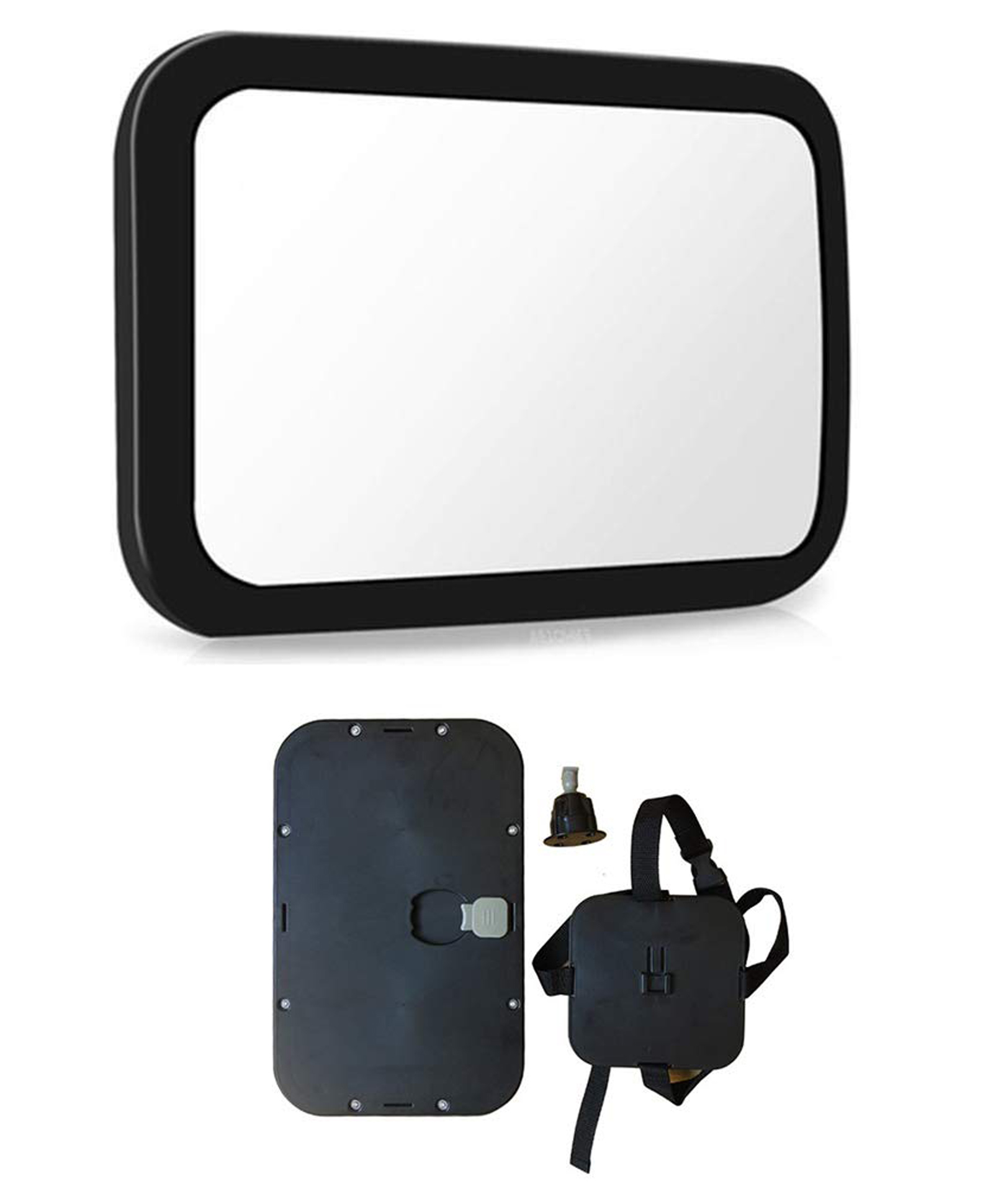 Safe O Kid 360 Degree Rotational View Glass Acrylic Car Rear View Mirror Large - Black-image-41