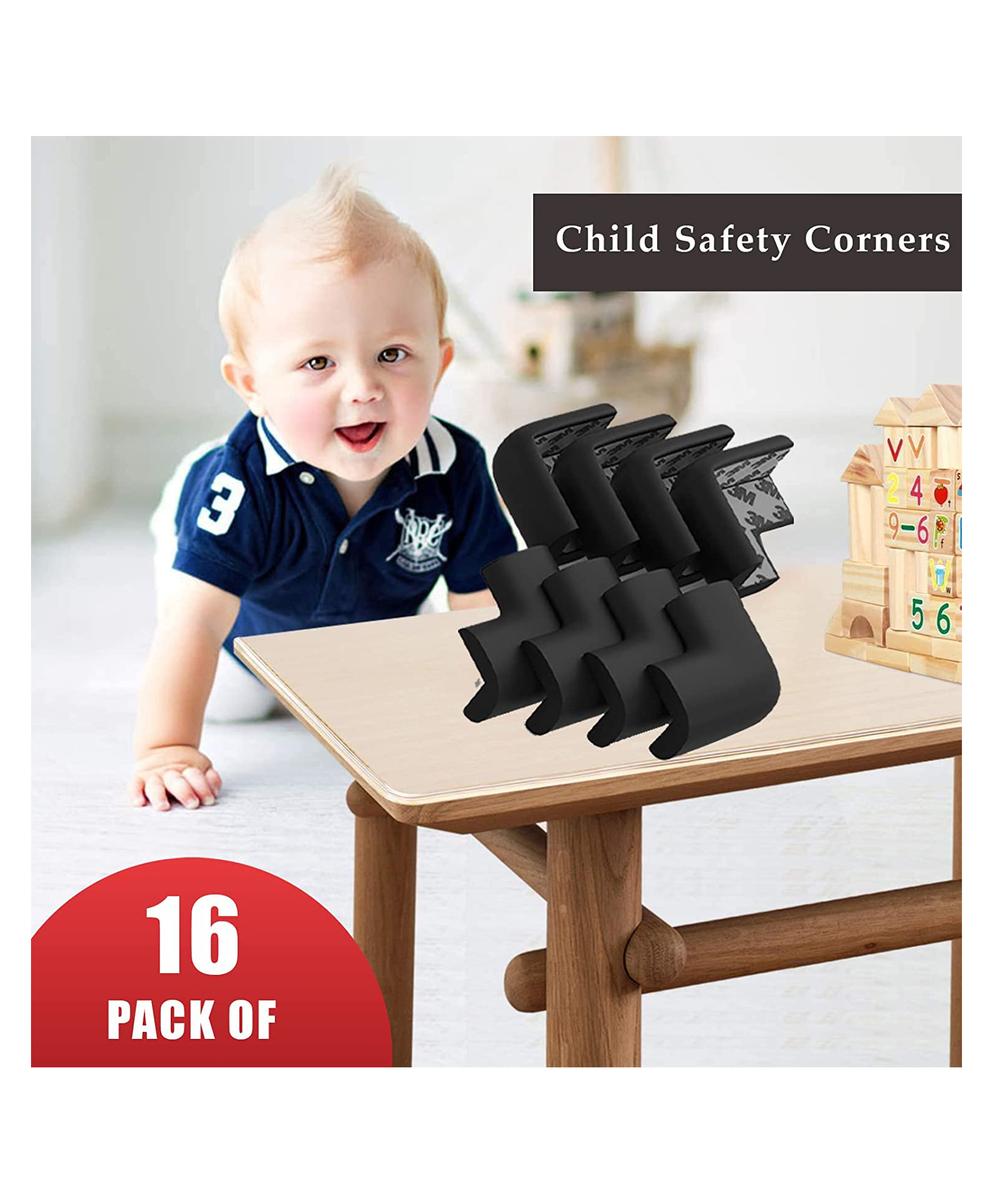 Safe-O-Kid L Shape Corner Guard Pack of 16 - Black-picture-34