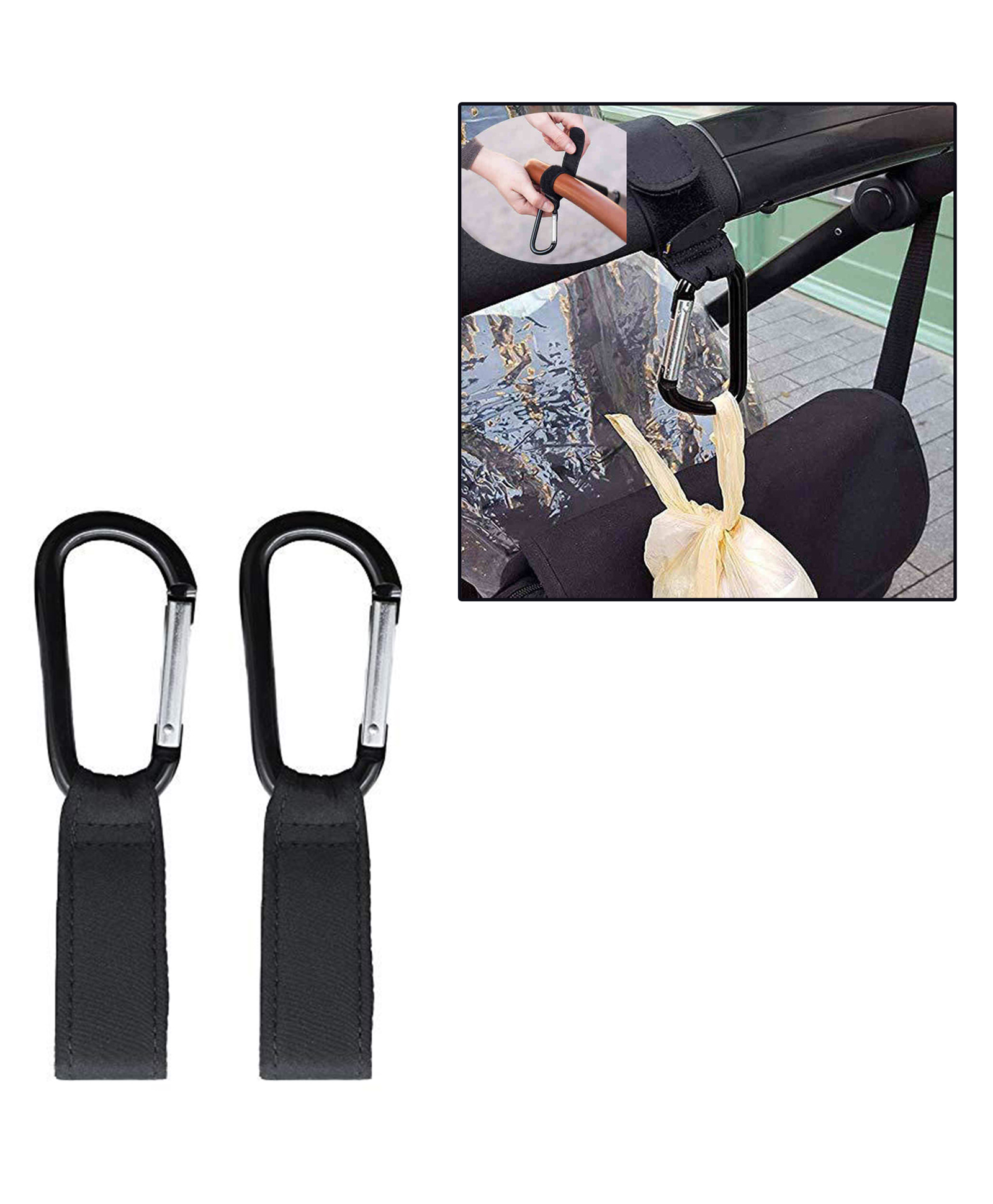 Safe-O-Kid Metal Non-Slip Buggy Clips & Universal Stroller Hook For Bag Holder Pack of 2 - Black-image-22