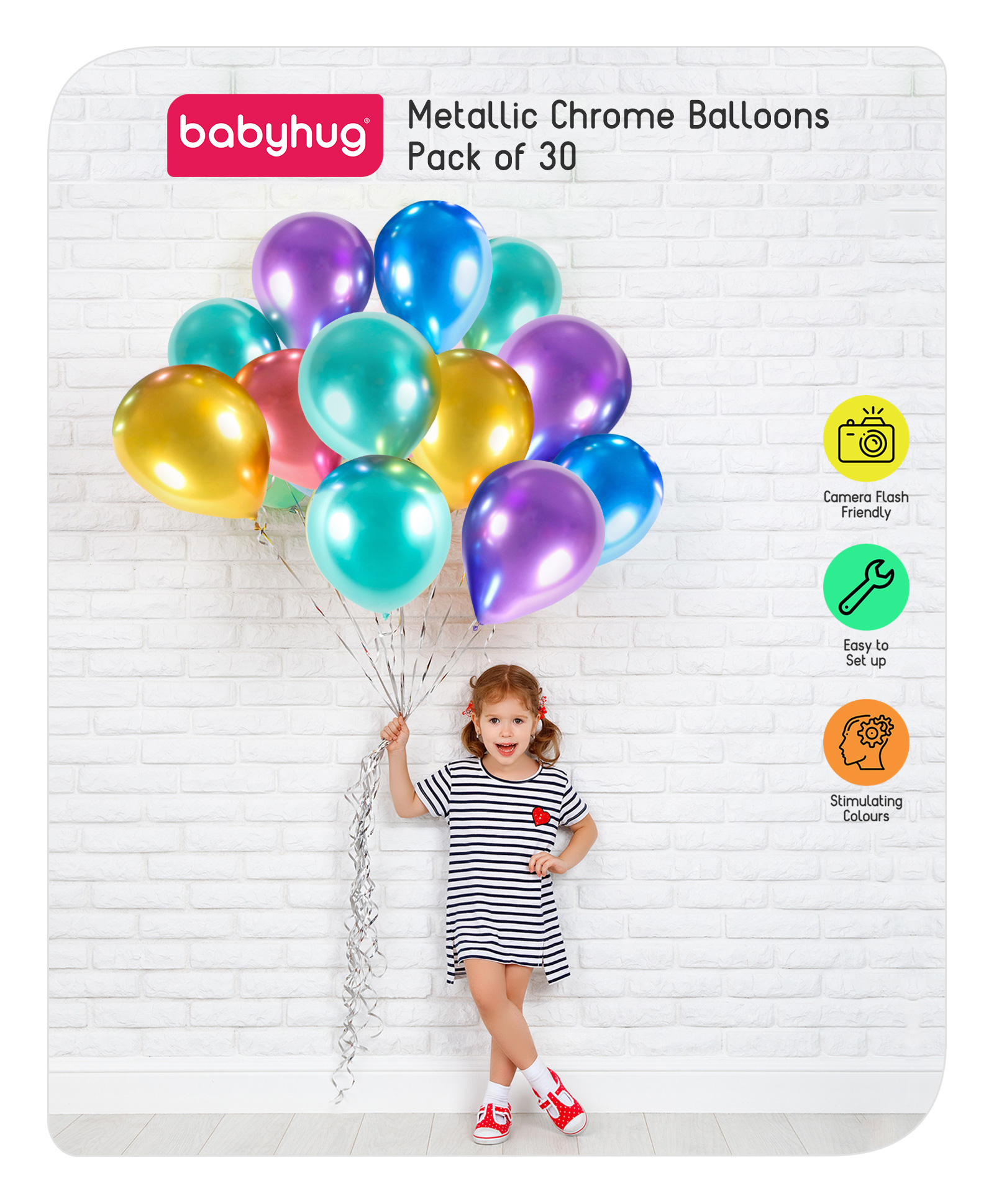 Babyhug Metallic Chrome Balloons - Pack of 30