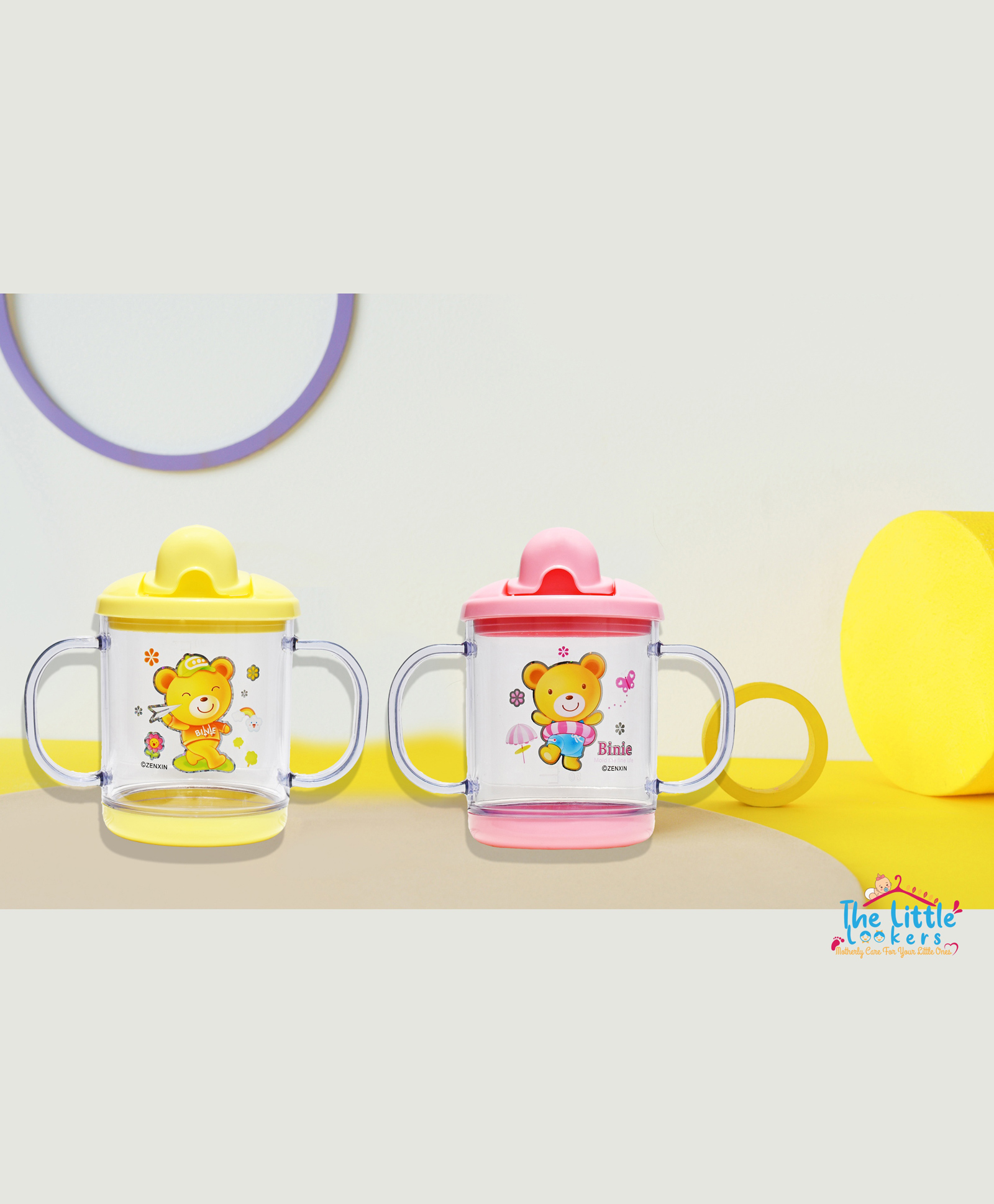 The Little Lookers BPA Free Sipper Cups With Handles Pack of 2 - Pink & Yellow-picture-14