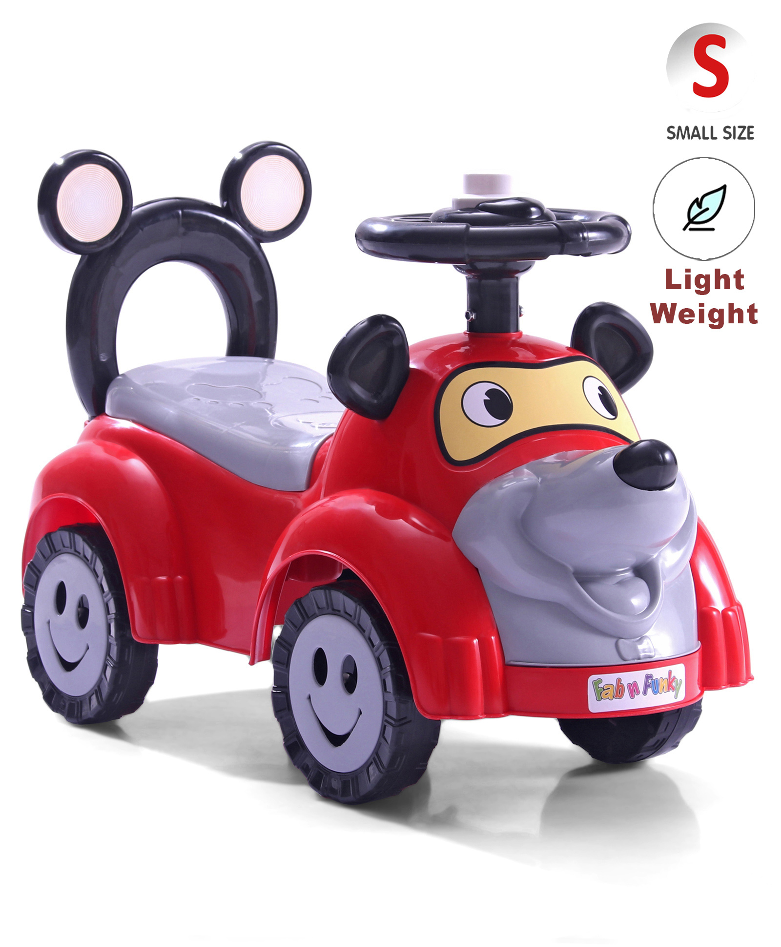Manual Push Ride On Of Puppy Face - Red-image-30