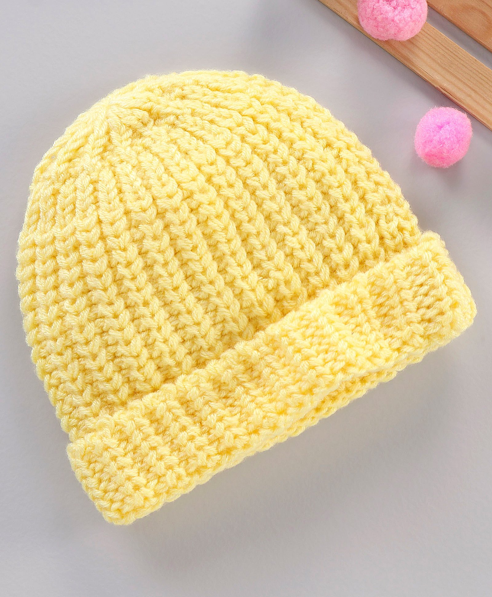 Babyhug Acrylic Blend Knitted Cap Textured Mustard - Diameter 12 cm-image-29