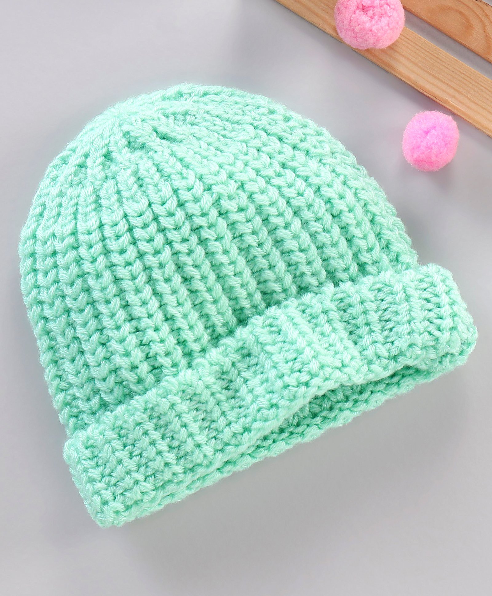 Babyhug Acrylic Blend Knitted Cap Textured Aqua - Diameter 12 cm-picture-23