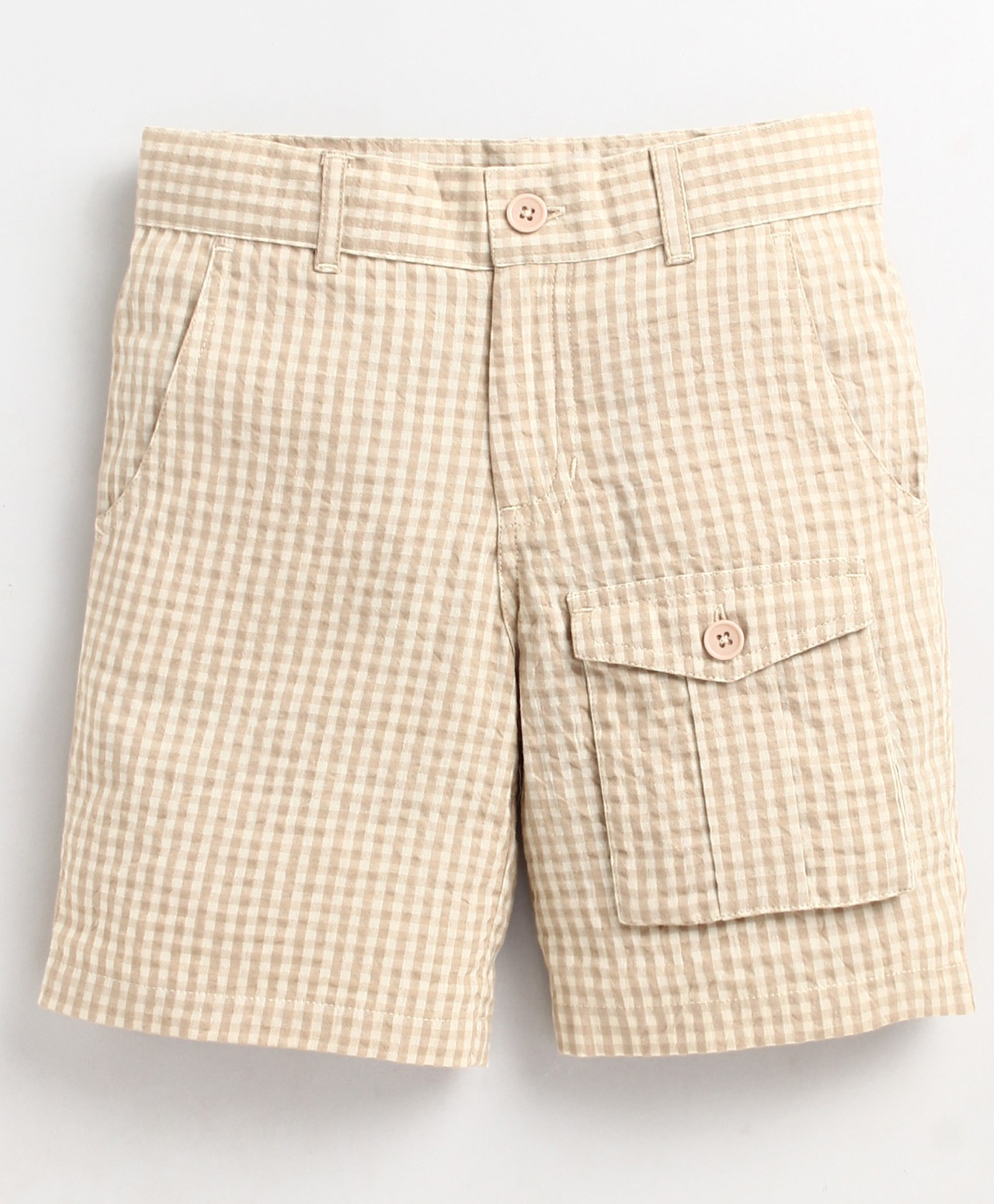 Cherry Crumble By Nitt Hyman Checked Self Design Button Closure Shorts - Beige-picture-23