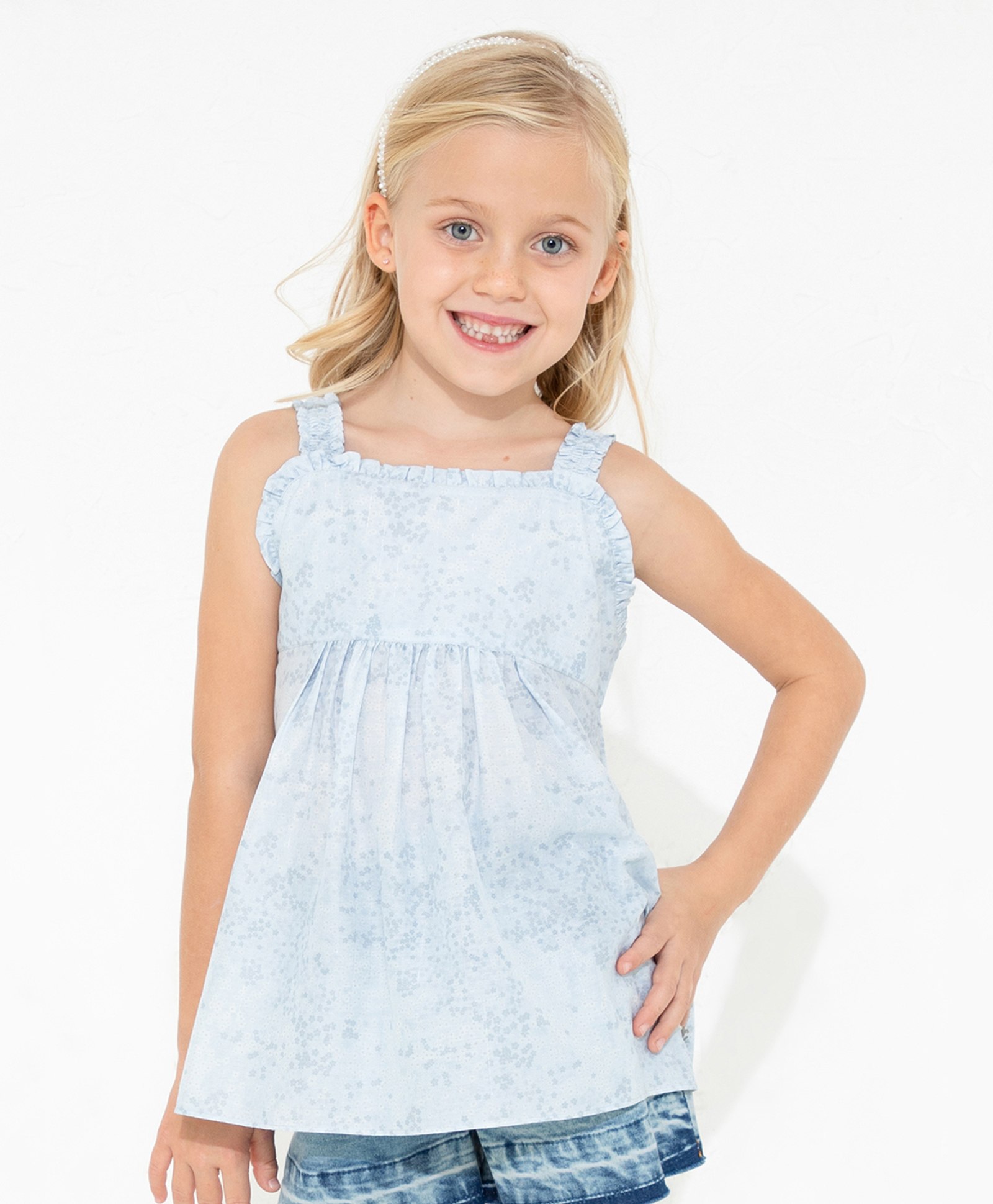 Cherry Crumble By Nitt Hyman Sleeveless All Over Stars Printed Top - Sky Blue-picture-31