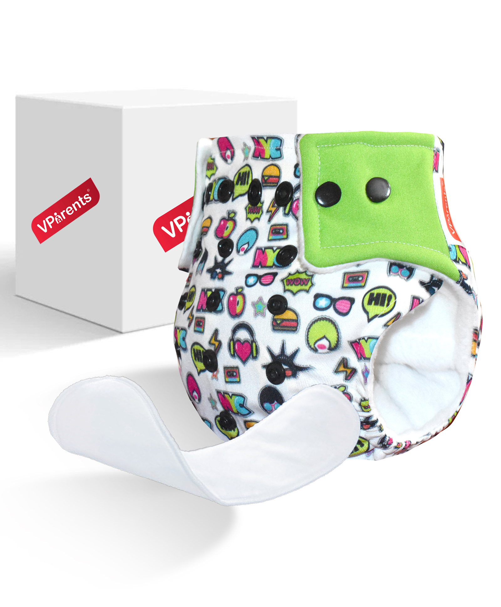 VParents Reusable and Adjustable Cloth Diapers with Ultra Absorbent Insert - Green-image-30