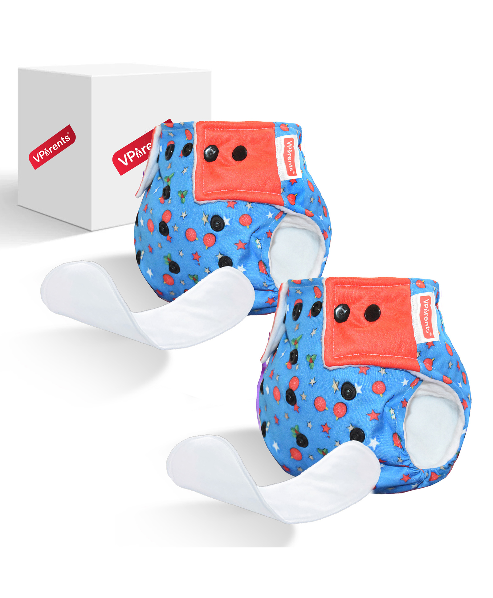 VParents Reusable and Adjustable Cloth Diapers with Ultra Absorbent Inserts Pack of 2 - Blue-picture-25
