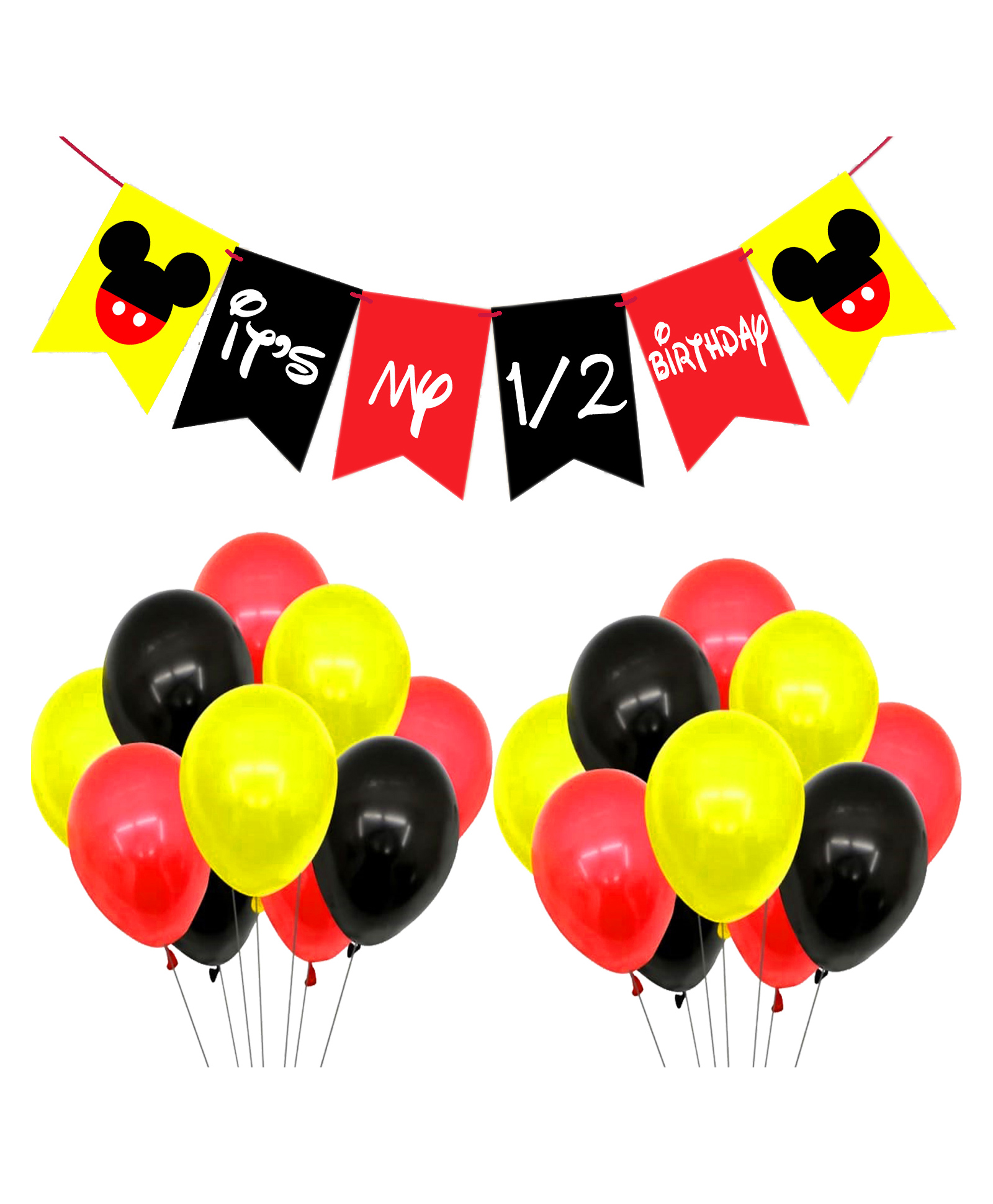 Funcart Mickey Birthday Balloon And Banner Decoration Multicolor - Pack Of 51-image-6