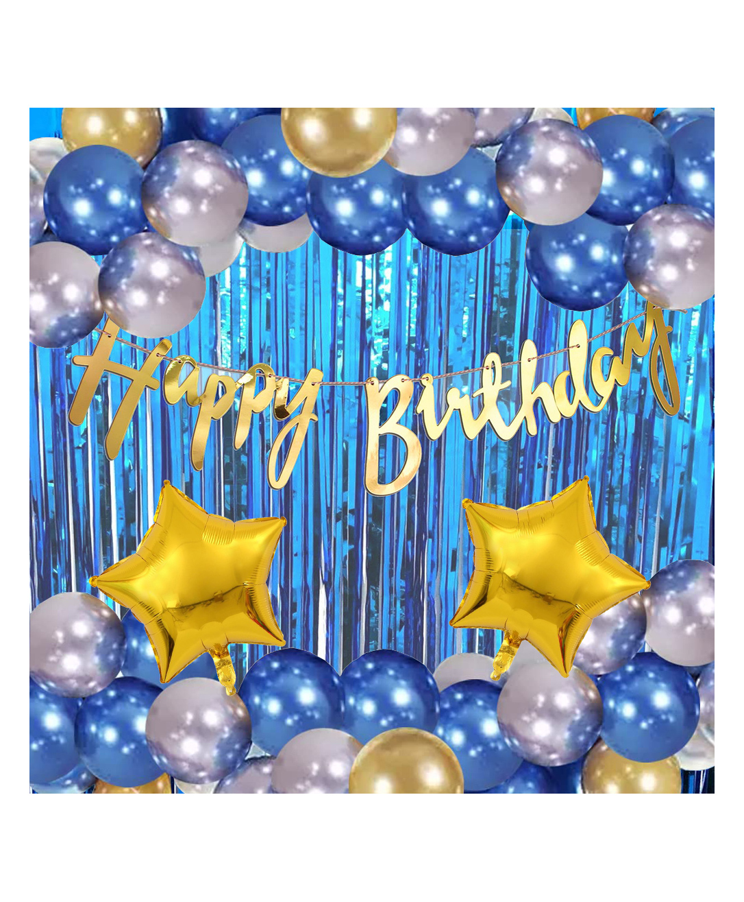 Funcart Happy Birthday Banner & Balloon Decoration Multicolor - Pack of 55-image-45