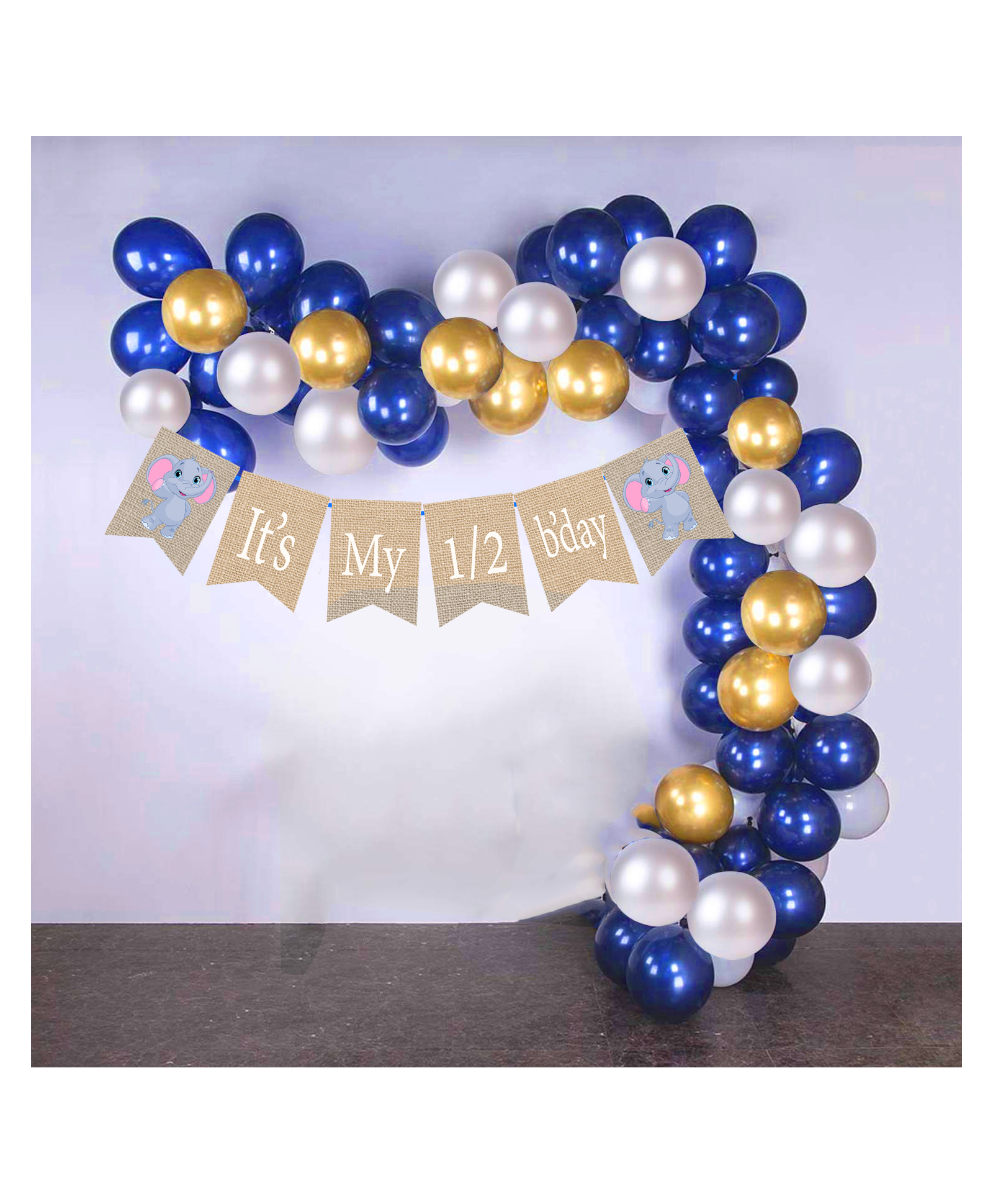 Funcart Half Birthday Elephant Balloon And Banner Decoration Multicolor - Pack Of 51-picture-18
