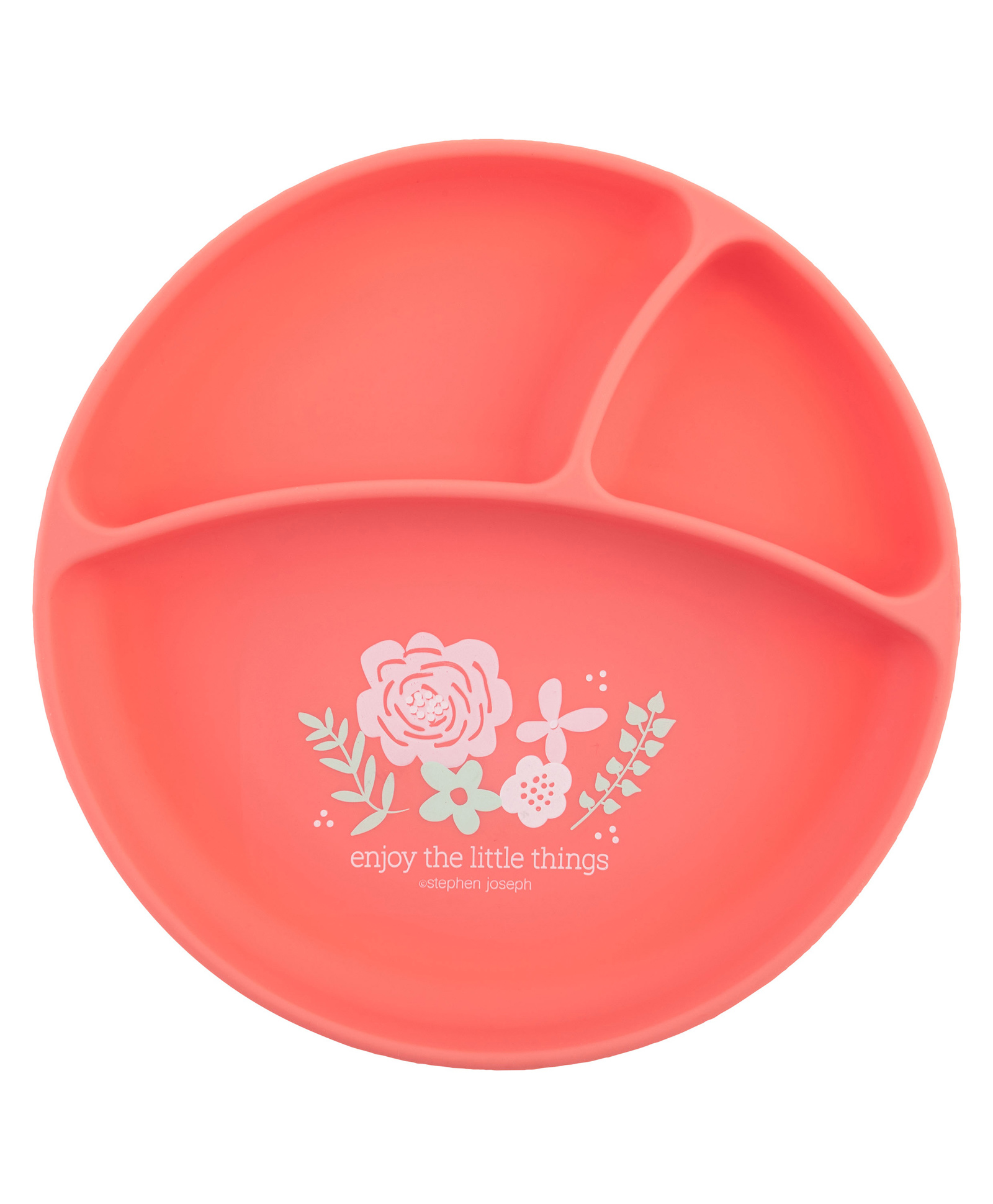 Stephen Joseph Silicone Baby Sectioned Plate  Flower Print - Coral-image-43