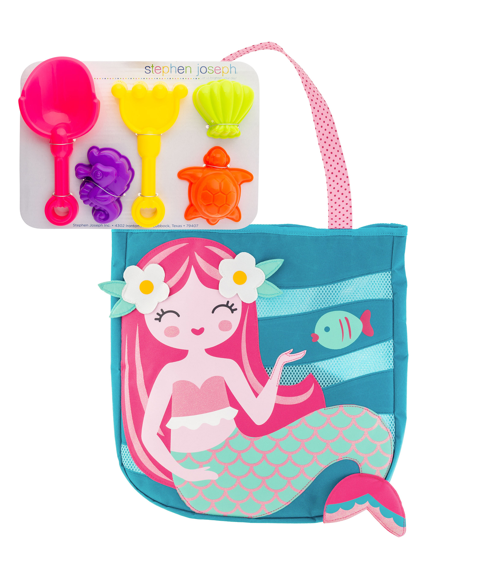 Stephen Joseph Beach Totes With Sand Toy Play Set Mermaid Design- Multicolor-image-4