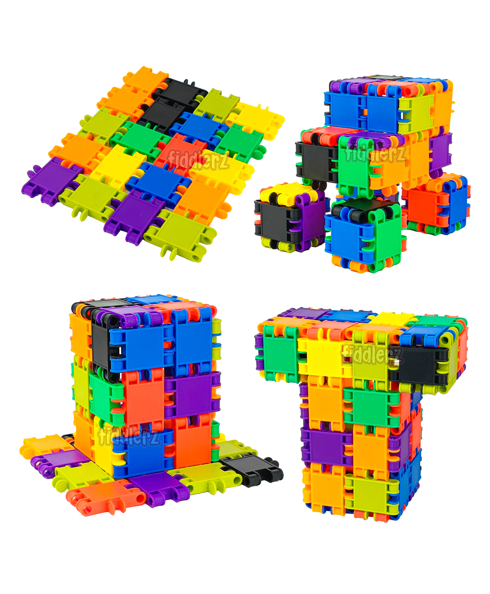 Fiddlerz Bullet Building Blocks Stem Blocks Smart Puzzle Games Multicolour - 98 pieces-image-17