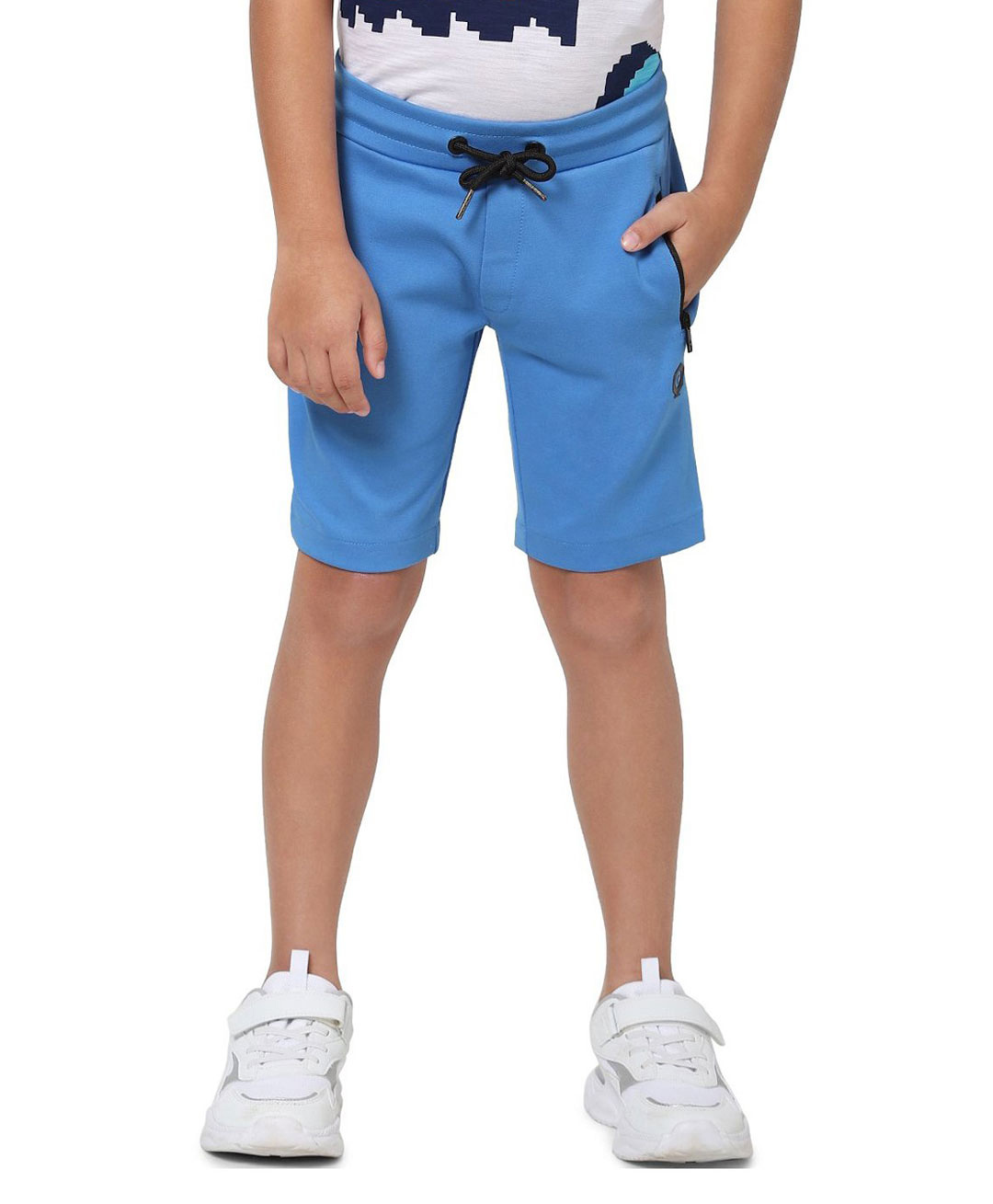 Jack & Jones Junior Mid Thigh Solid Color Shorts - Blue-picture-21
