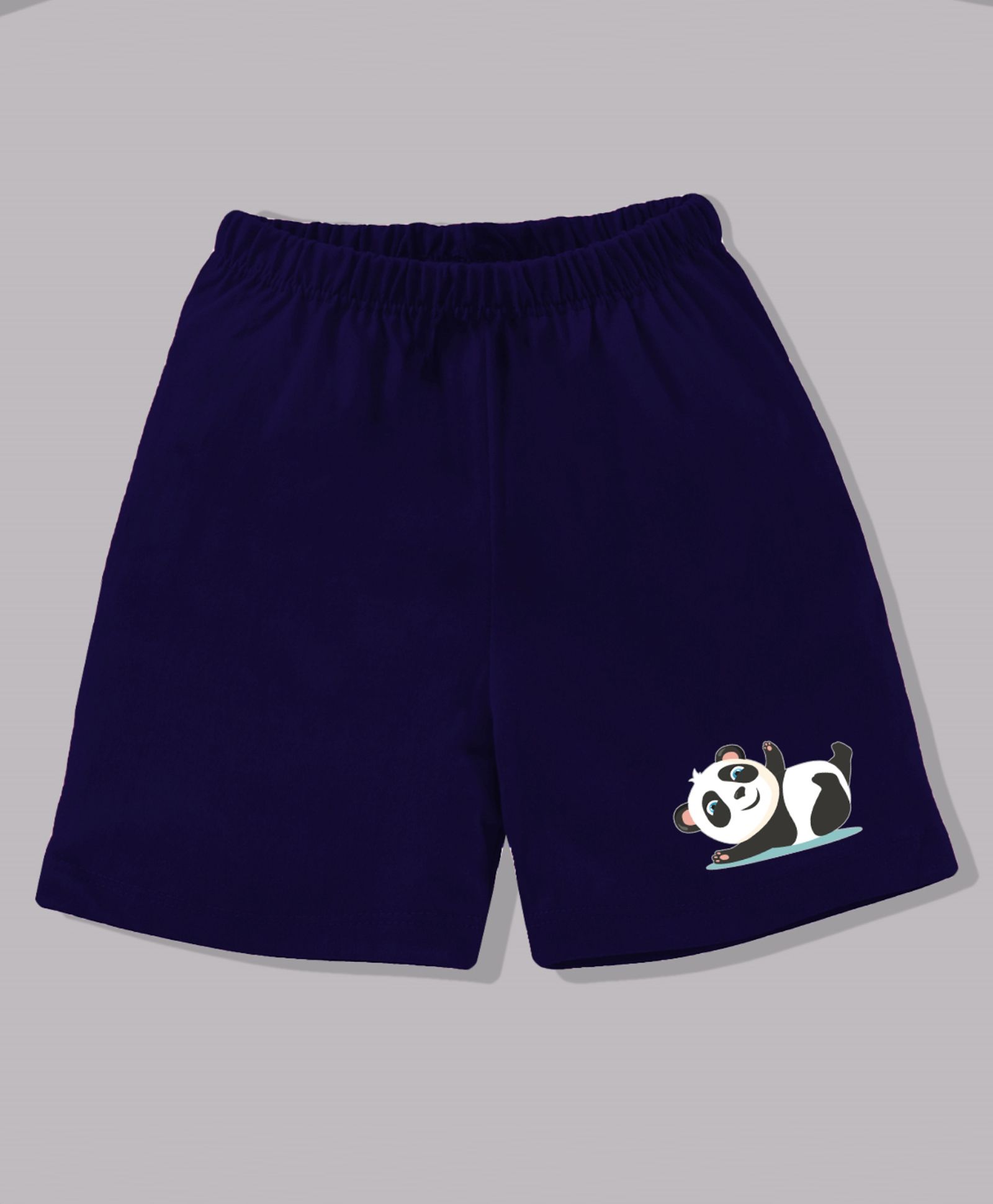 KAVEE Mischievous Panda Placement Print 100% Cotton Biowashed Shorts - Blue-picture-22