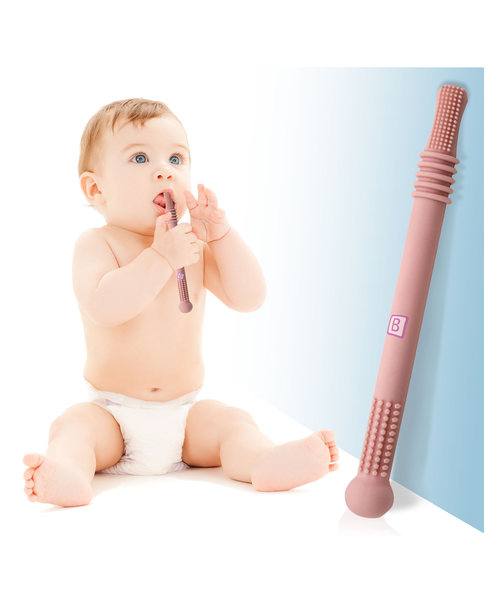 Bembika Hollow Tubes Shape Baby Teether Toys - Pink-picture-27