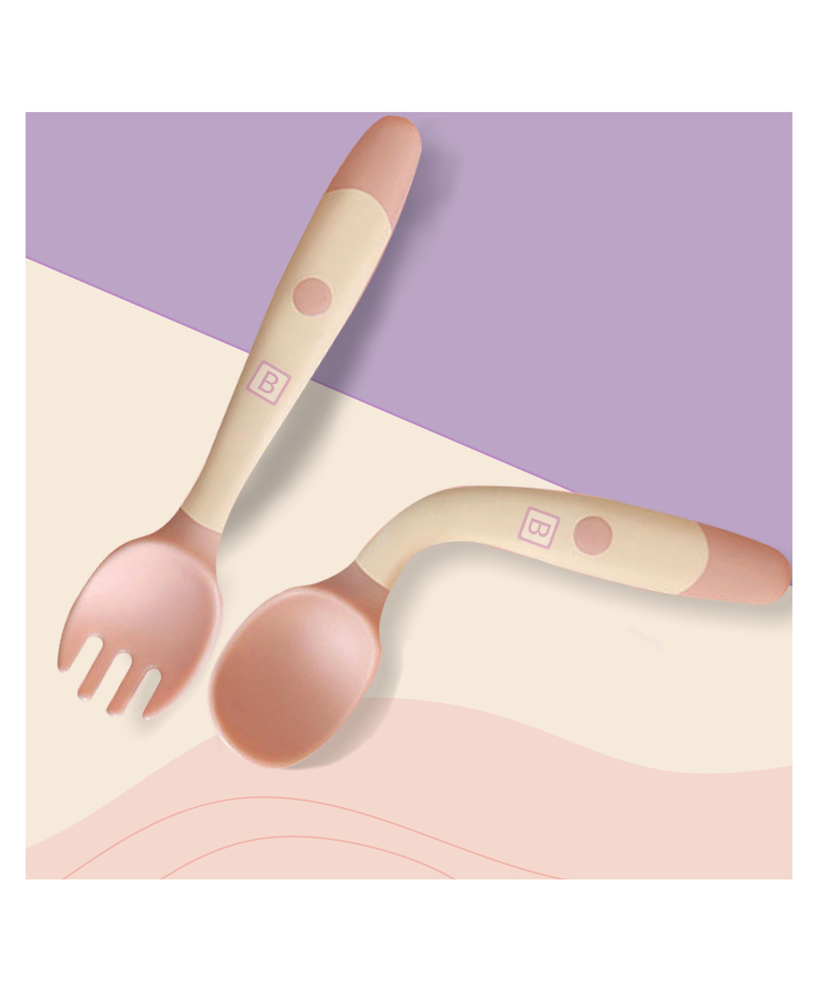 Bembika Baby Training Twist Spoon and Fork Set - Pink-picture-8