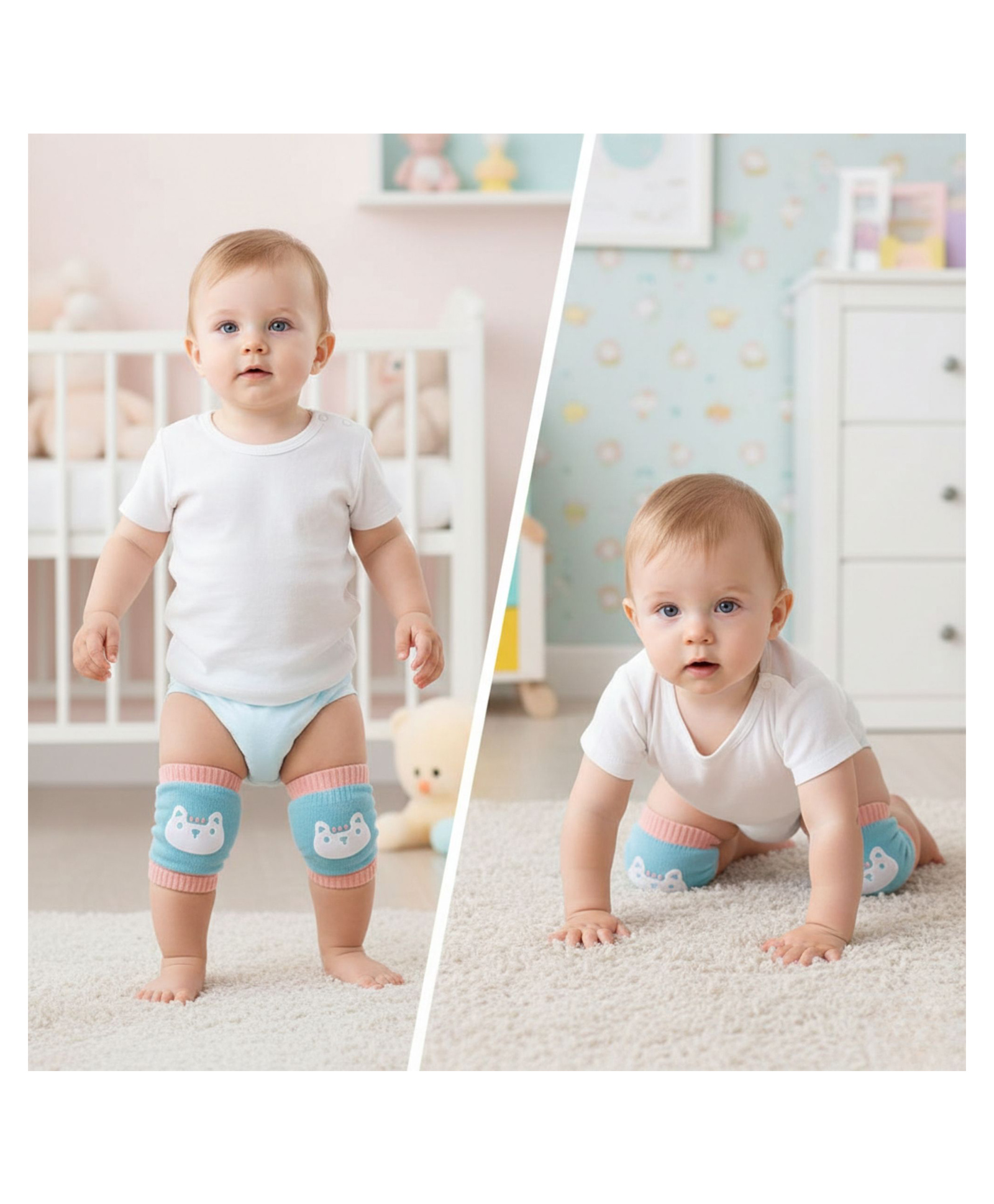 Bembika Baby Kneepad Breathable Animal Face Baby Knee Pads for Crawling Baby Knee Protector - Blue-picture-11