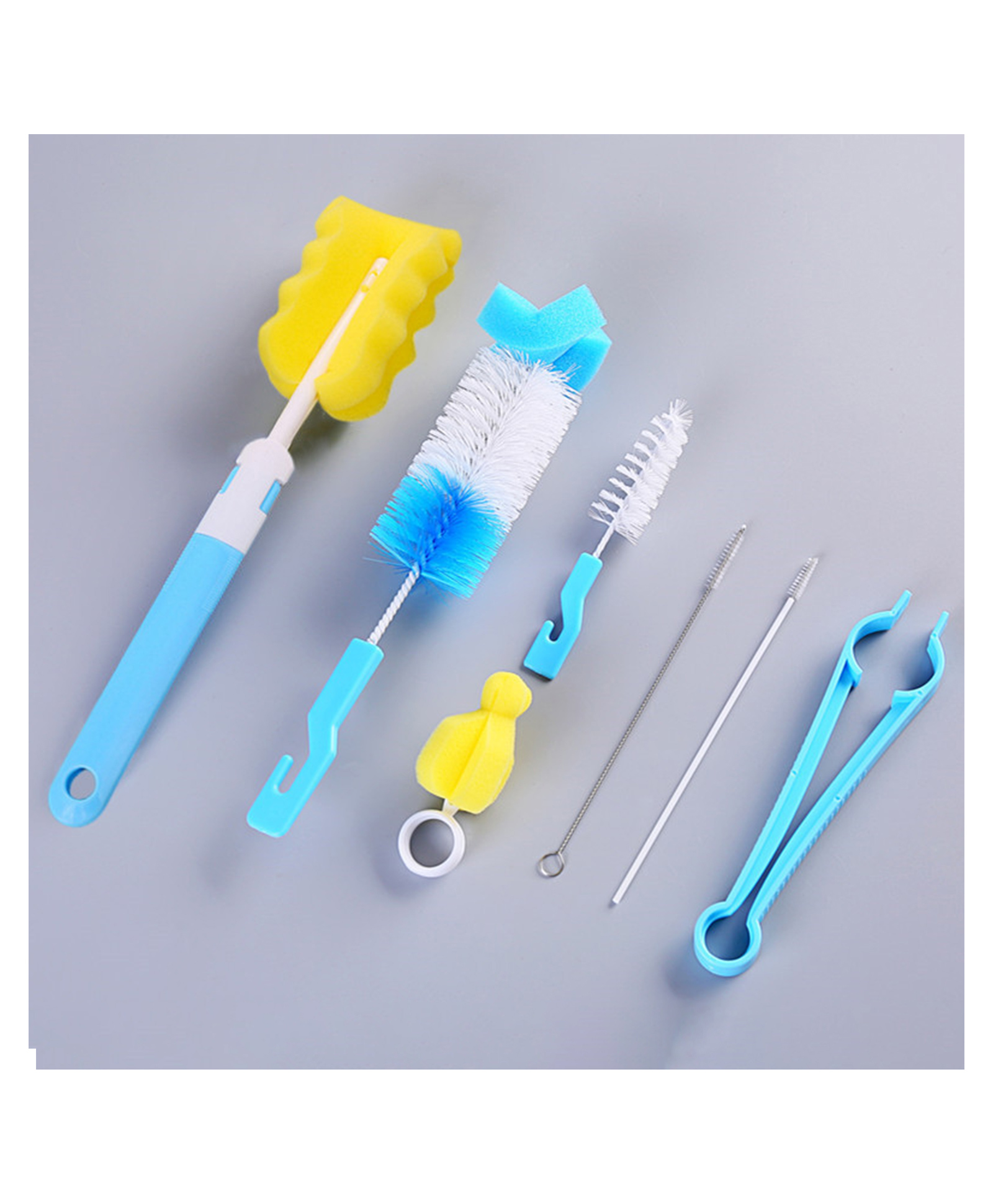 Bembika Baby Bottle Brush Baby Feeding Bottle Cleaner Brush 7 Piece - Blue-image-23