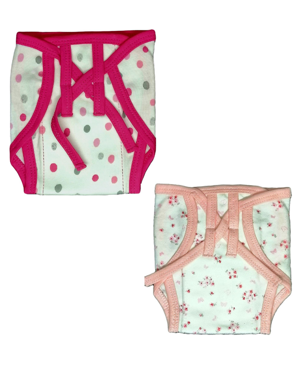 Kindermum Combo of 2 Nappies Polka Combo Small- Red and Peach-picture-37