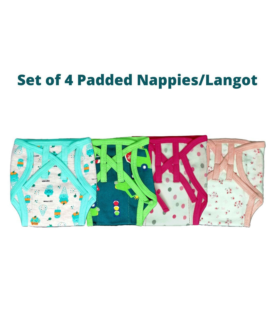 Kindermum Combo Of 4 Nappies Medium - Multicolor-image-7