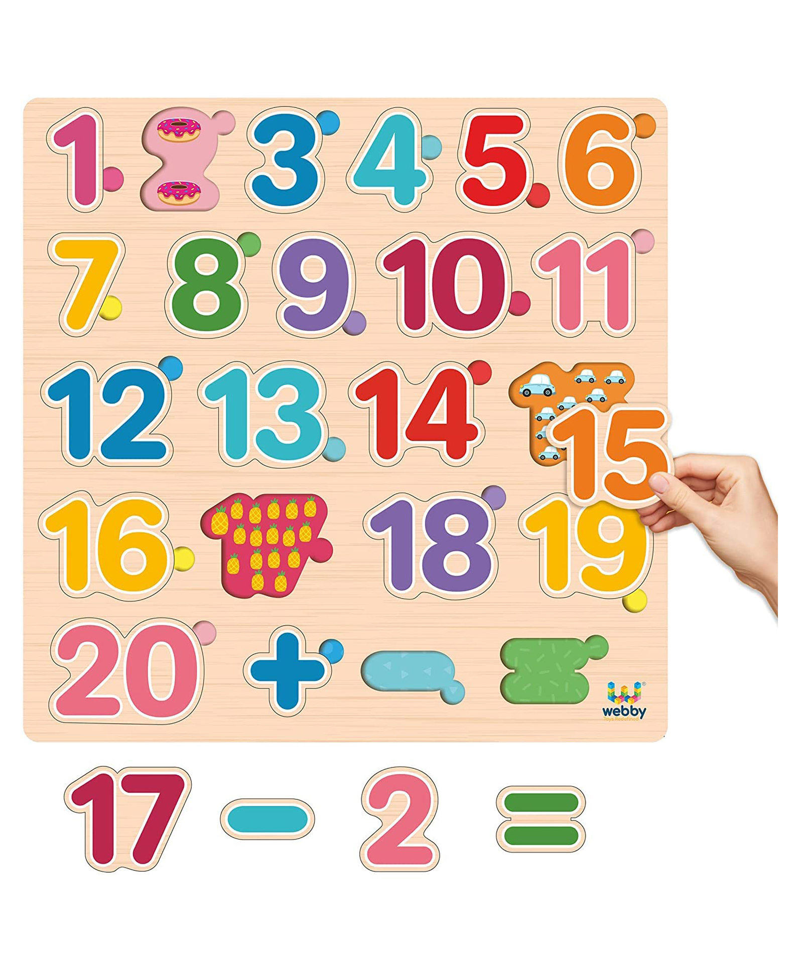 Lattice 3D Wooden Numbers Pre-School Puzzle Board Toy for Boys and Girls - Colour may vary-image-17