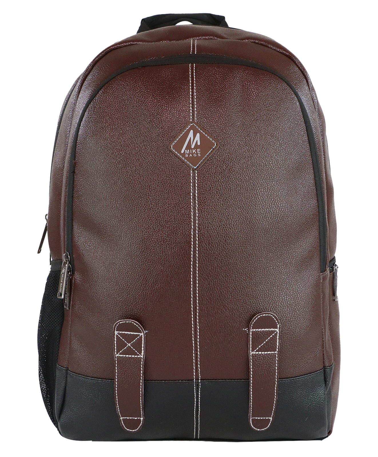Mike Bags Octane Faux Leather Laptop Backpack Dark Brown - Height 18 Inch-image-4