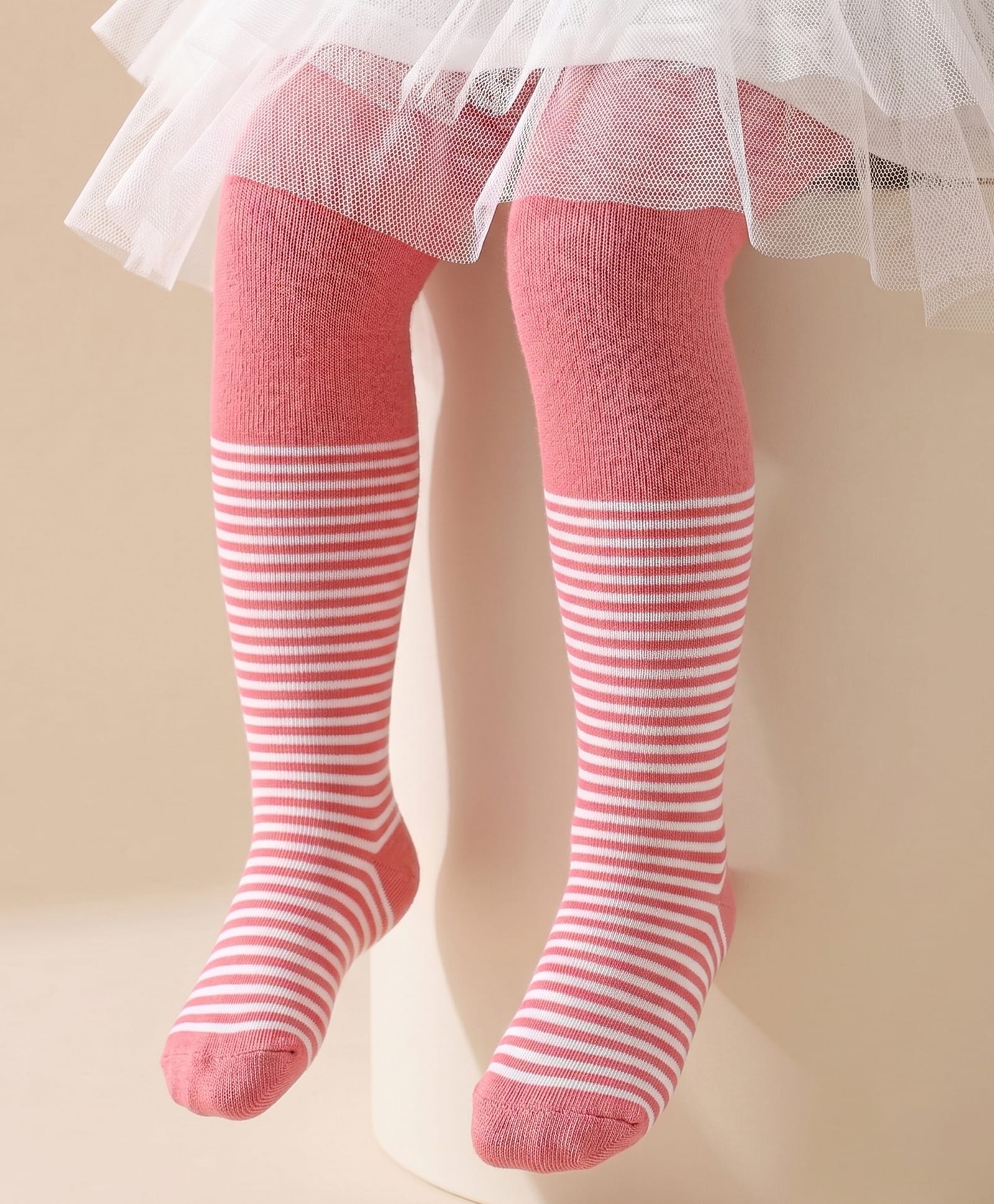 Cutewalk by Babyhug Anti Bacterial Tights Striped Design - Pink-image-37