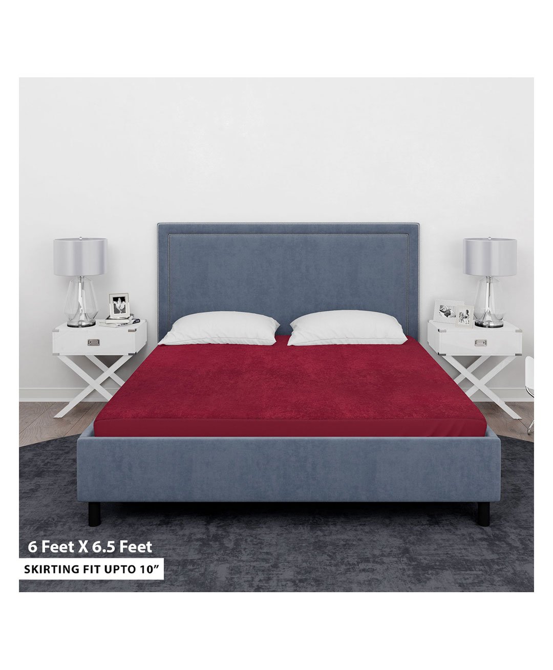 Sassoon Elastic Strap King Size Mattress Cover - Maroon-picture-16